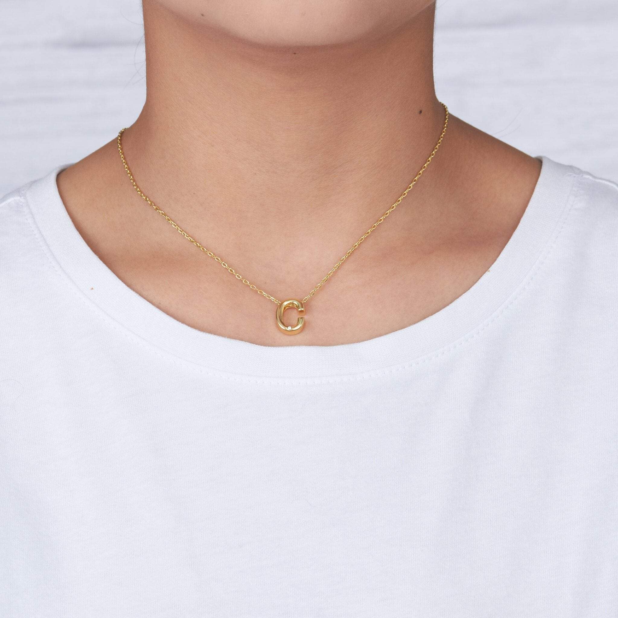 Gold Plated Initial Necklaces A-Z with Zircondia® - Perfect Gift for Her