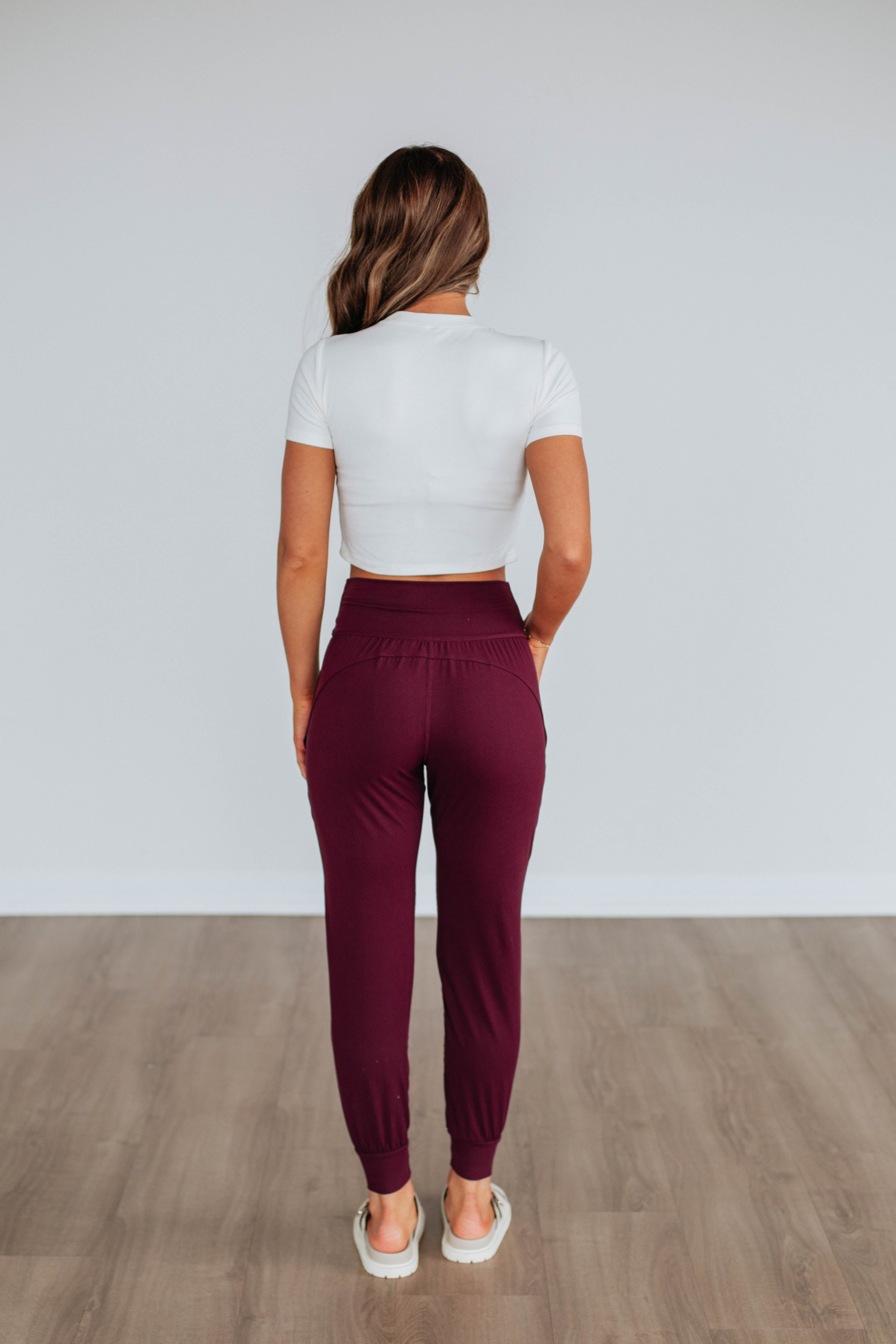 Cloud Nine Joggers for Women - Soft High Waisted Lounge Pants in Wine Red - Perfect for Yoga, Running & Relaxing at Home