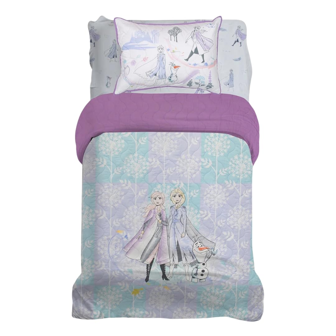 Disney Frozen 2 Kids Bedding Set - Super Soft Premium Organic Cotton Quilt Coverlet with Pillow Sham, 2-Piece Twin Size (Officially Licensed) - Perfect for Kids' Rooms, Birthday Gifts & Themed Bedroom Decor