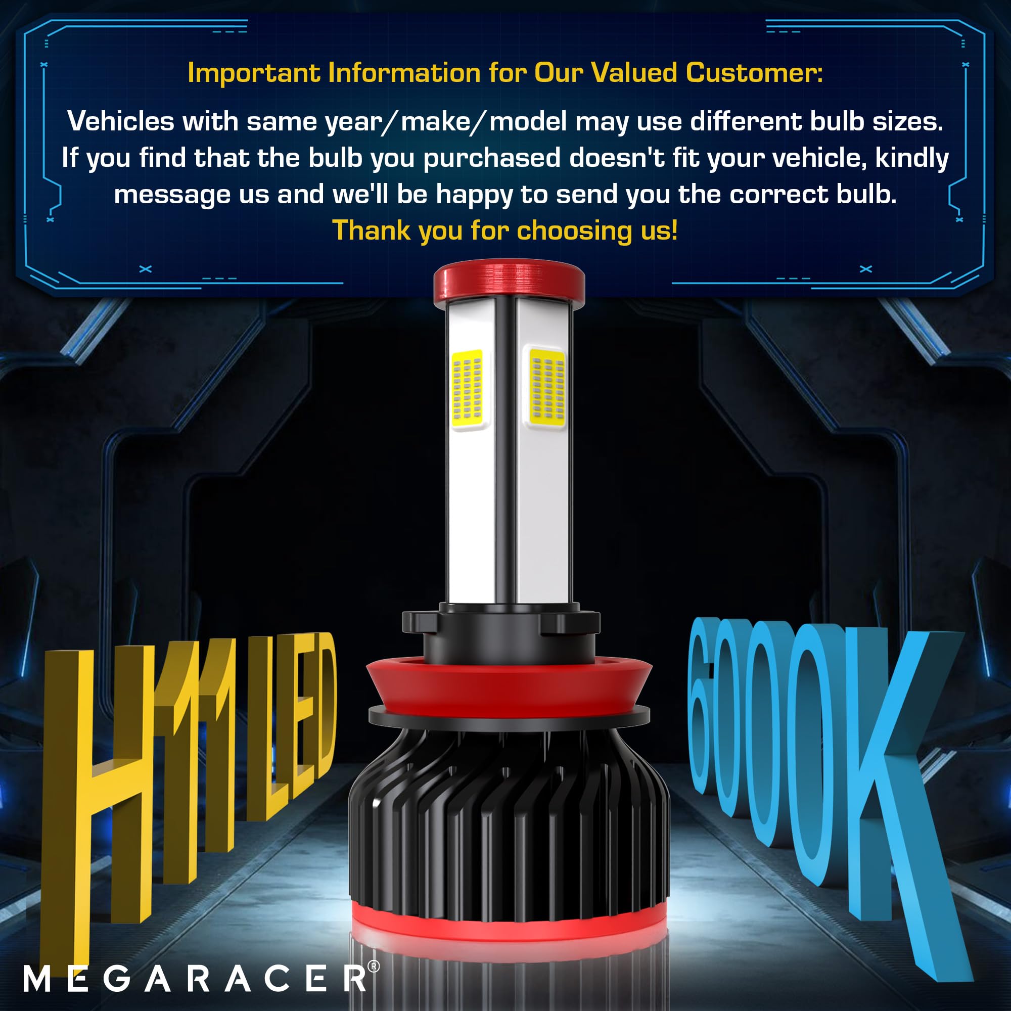 H11 H8 H9 LED Fog Light Bulbs - 600% Brighter, 6000K Pure White - Plug and Play Car Fog Lamp Replacement - Pack of 2 - Perfect for Night Driving, Off-Roading & Bad Weather Conditions