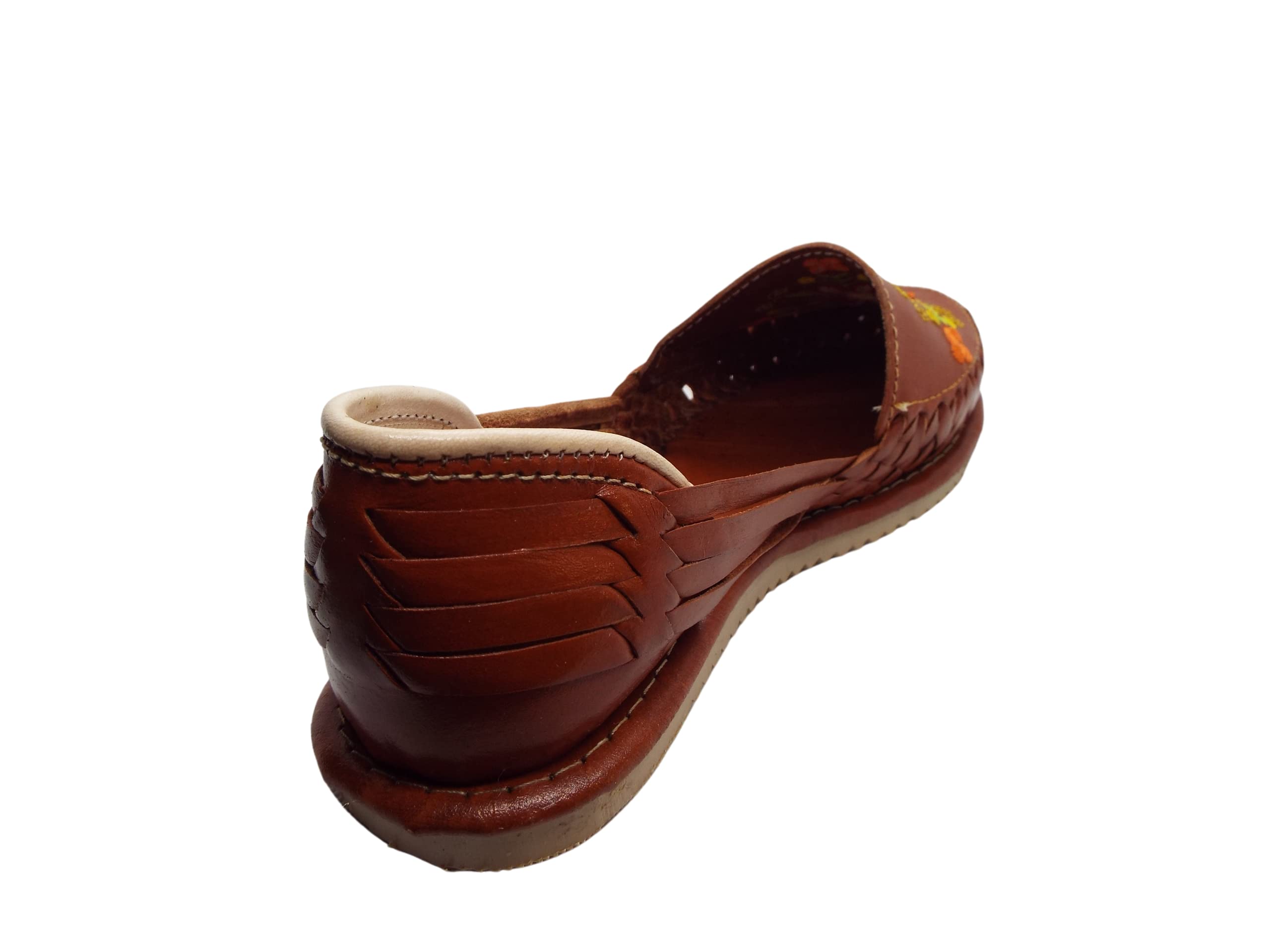 GCENTERPRISE Women's Mexican Huarache Sandals - Authentic Maya Floral Design | Comfortable Leather Handmade Huaraches for Beach, Vacation & Summer Outfits