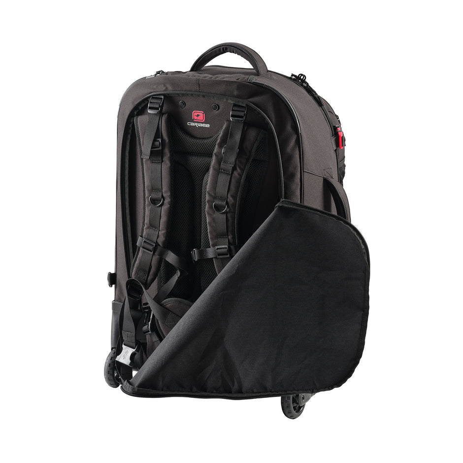 Caribee Skymaster 70L III Wheeled Travel Backpack - Black | Durable Rolling Luggage for Air Travel, Camping & Outdoor Adventures