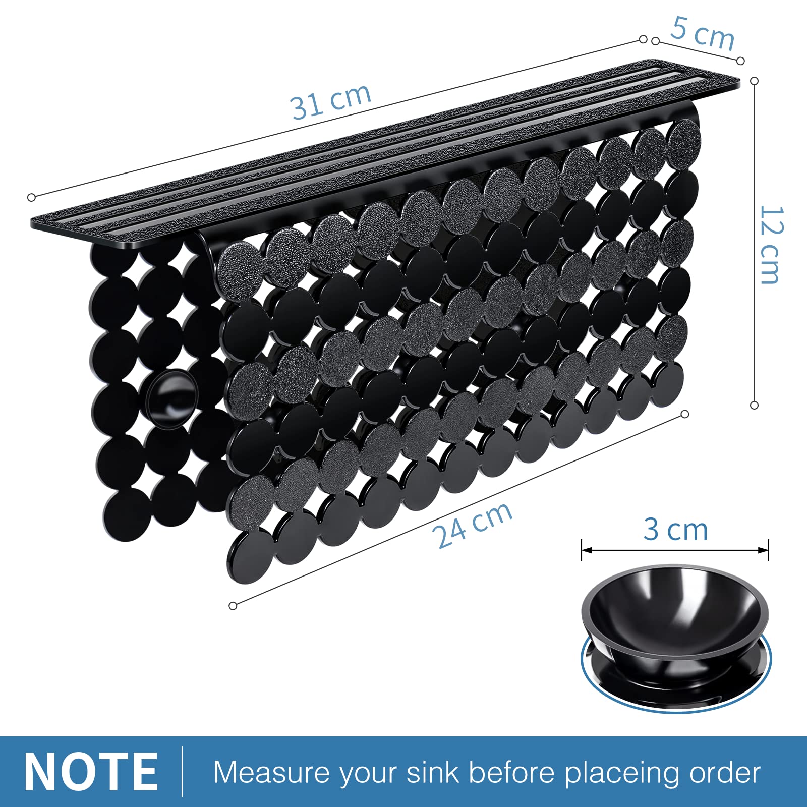 Bligli Plastic Sink Divider Mat with Strong Suction Cups - 9.5