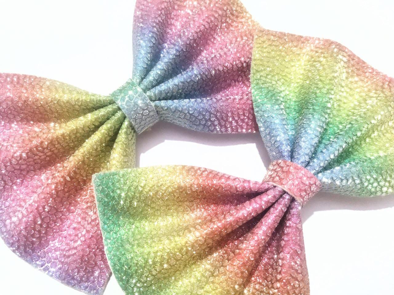 BRIKSHI Large Glitter Hair Bows for Girls & Women - Elegant Silk French Bow Hair Clips (2-Pack, Multi & Black) - Perfect for Parties, Weddings & Daily Fashion Accessories