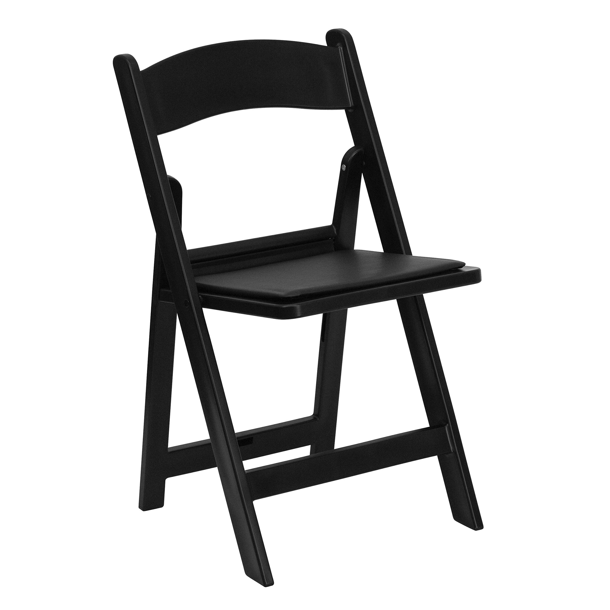 EMMA + OLIVER 4-Pack Black Resin Folding Chairs - 800LB Weight Capacity, Lightweight & Comfortable Event Chairs for Indoor/Outdoor Use - Perfect for Parties, Weddings, Picnics, and Camping