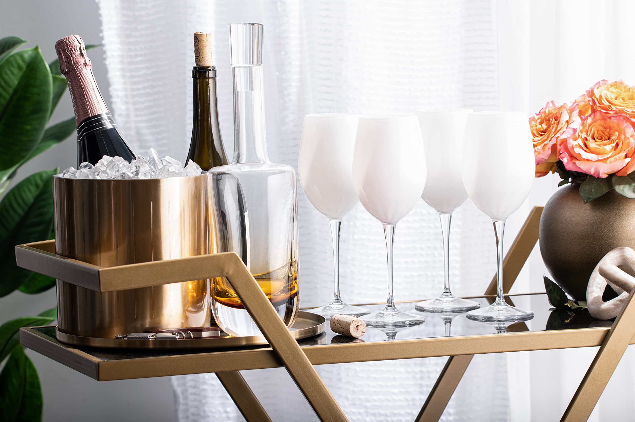 Premium Barski Goblet Set of 6 - 18oz European Crystal Stemware for Red Wine, Water & Cocktails - Elegant Opal White Wine Glasses for Dinner Parties, Weddings & Home Entertaining