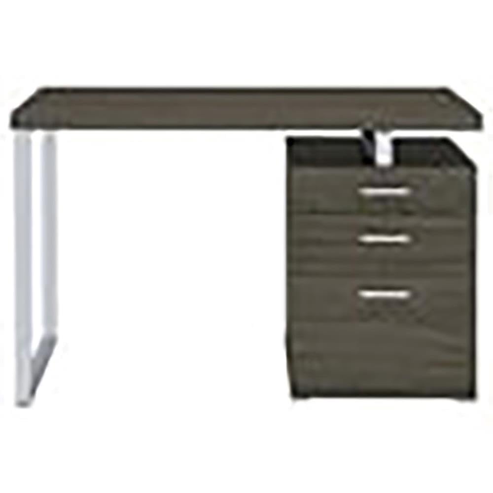 Allora 3-Drawer Modern Wooden Office Desk in Weathered Gray/Silver - Stylish Home Office Furniture for Small Spaces & Remote Work