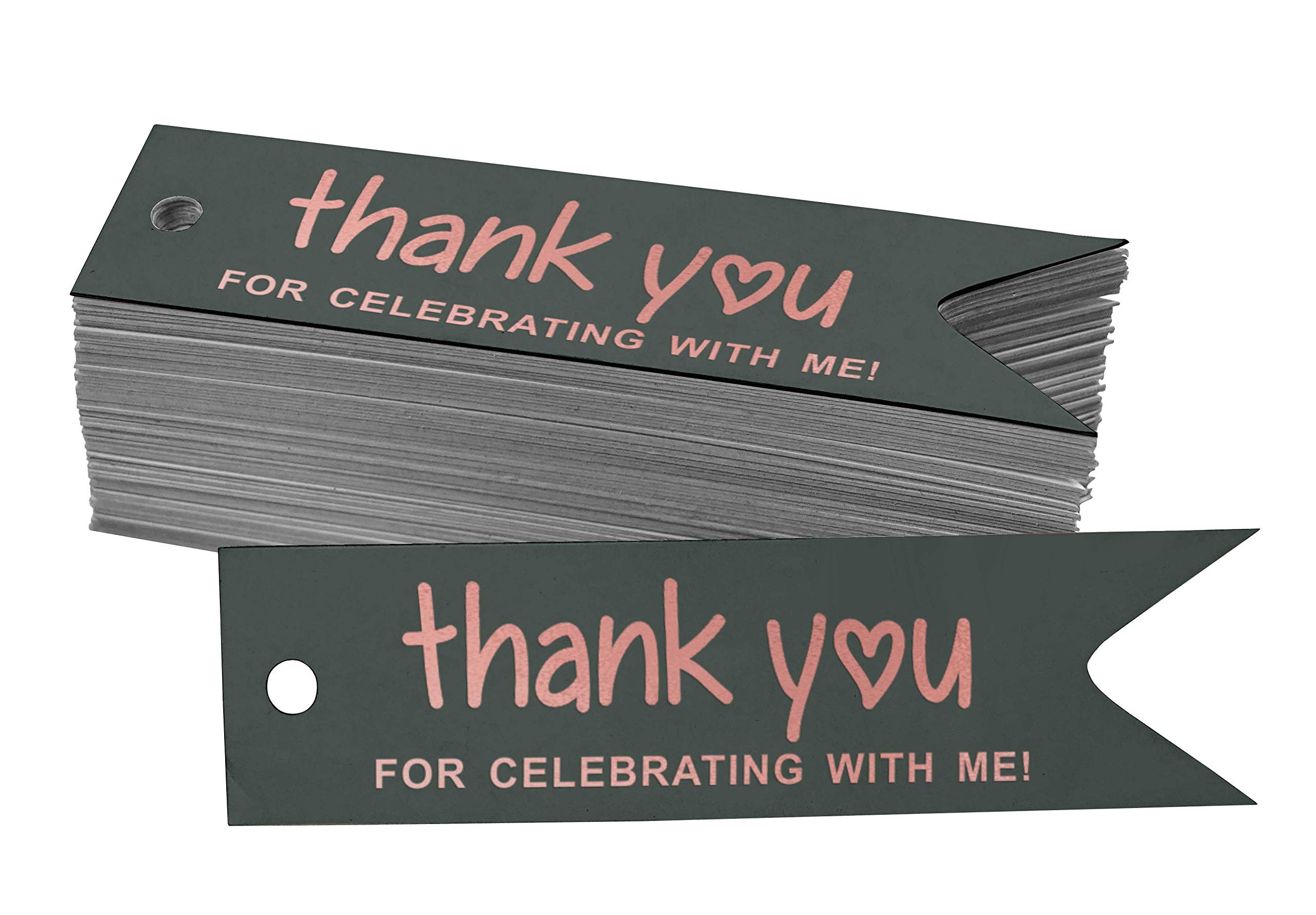 50pcs Rose Gold Foil Thank You Tags for Birthday Party Favors - Elegant Celebration Gift Tags for Wedding, Baby Shower & Special Events