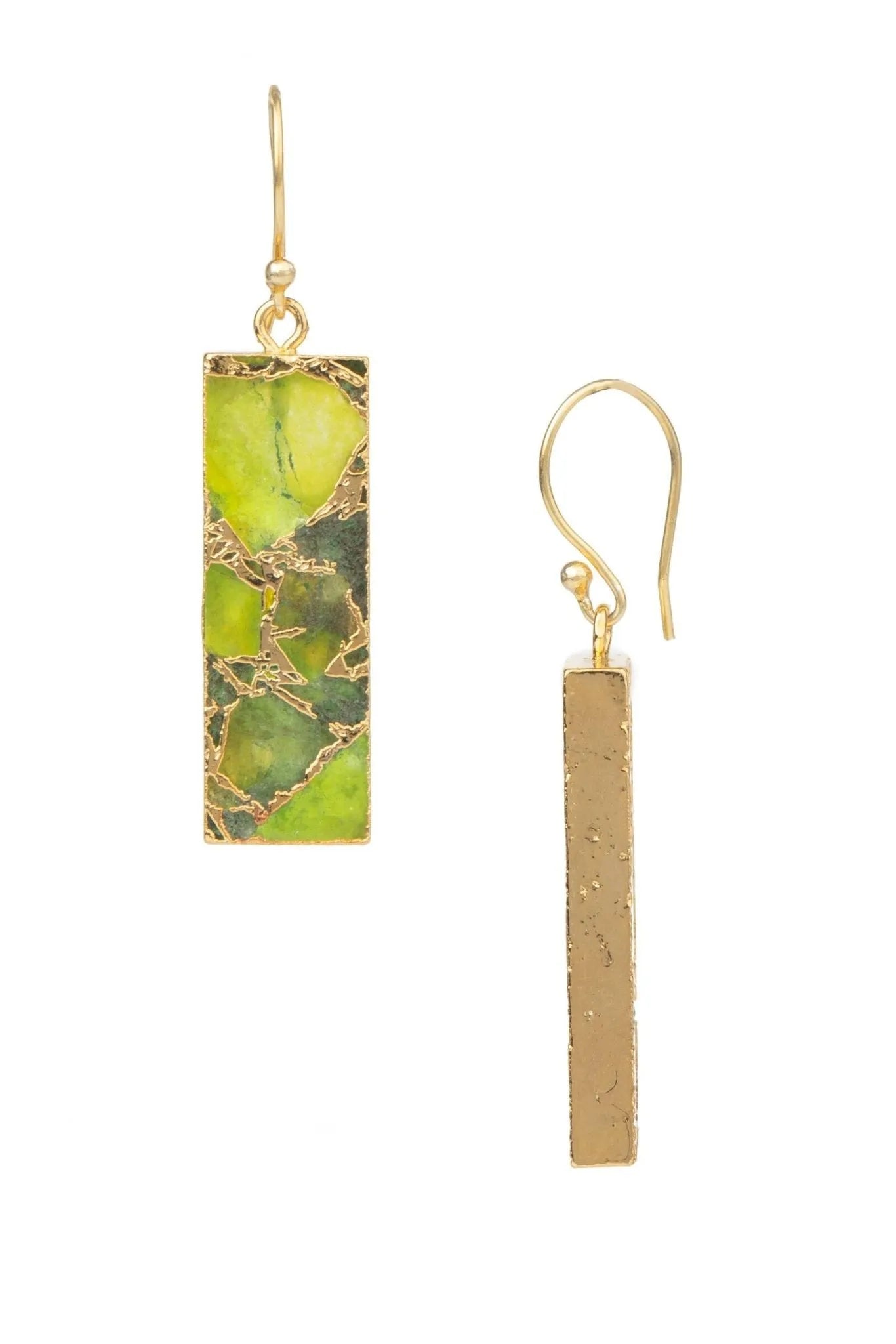 Gemstone Rectangle Mojave Earrings for Women - Elegant Boho Dangle Earrings with Natural Stones - Perfect for Parties, Weddings & Everyday Wear