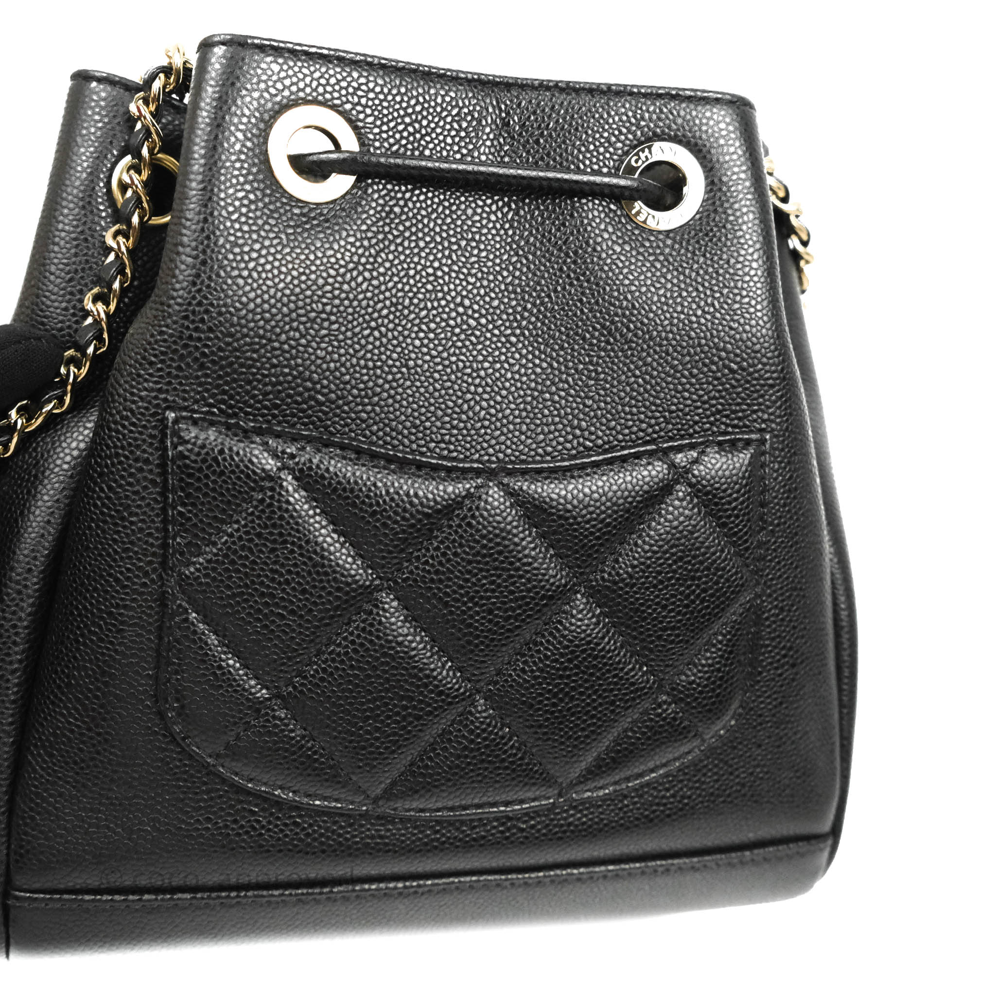 Chanel Business Affinity Drawstring Bucket Bag in Black Caviar Leather with Gold Hardware - Perfect for Work, Travel & Everyday Luxury