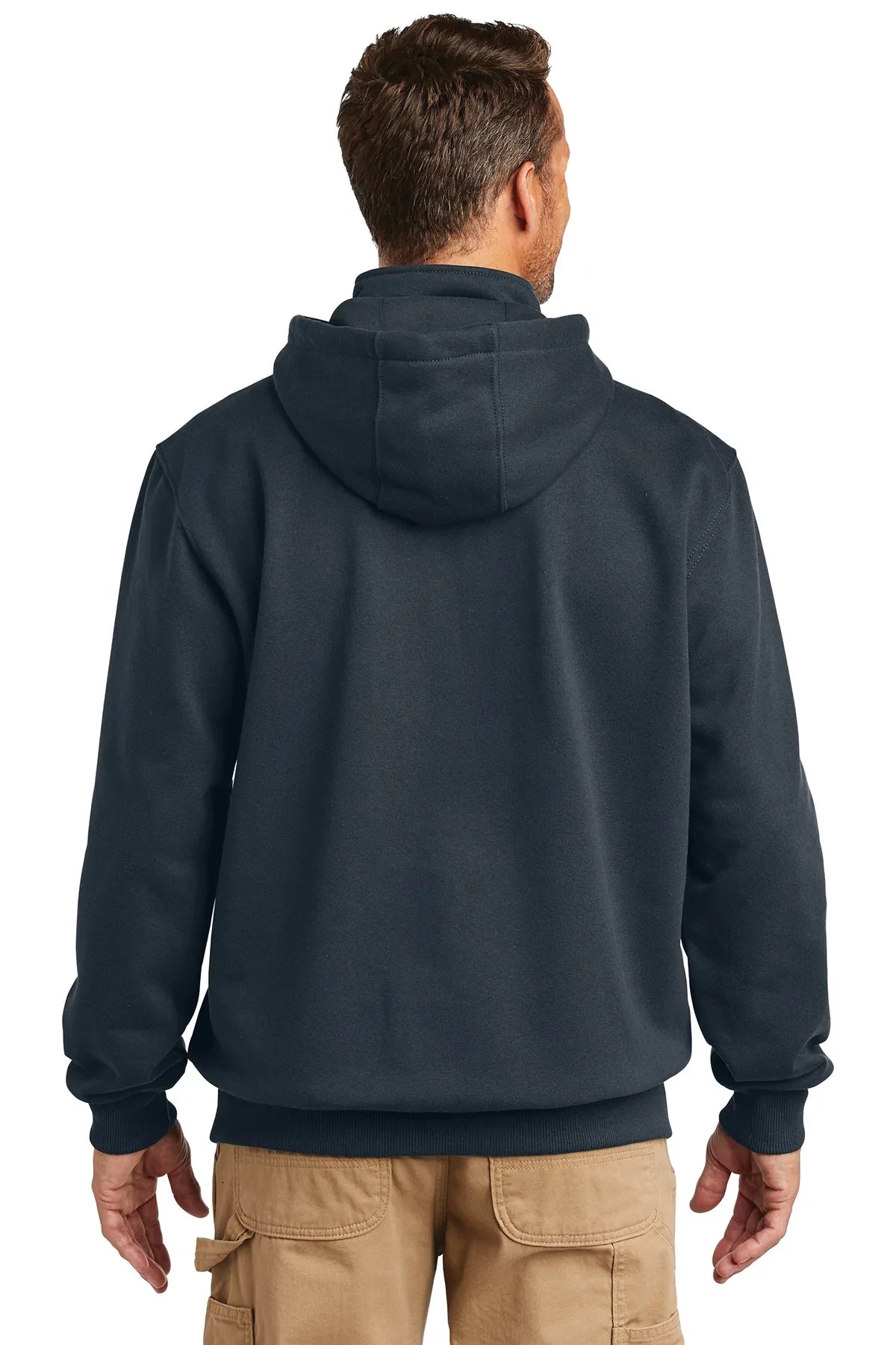 Carhartt Rain Defender Paxton Zip-Up Hooded Sweatshirt for Men - Water-Resistant Fleece Pullover, New Navy Blue - Ideal for Construction Work & Outdoor Activities