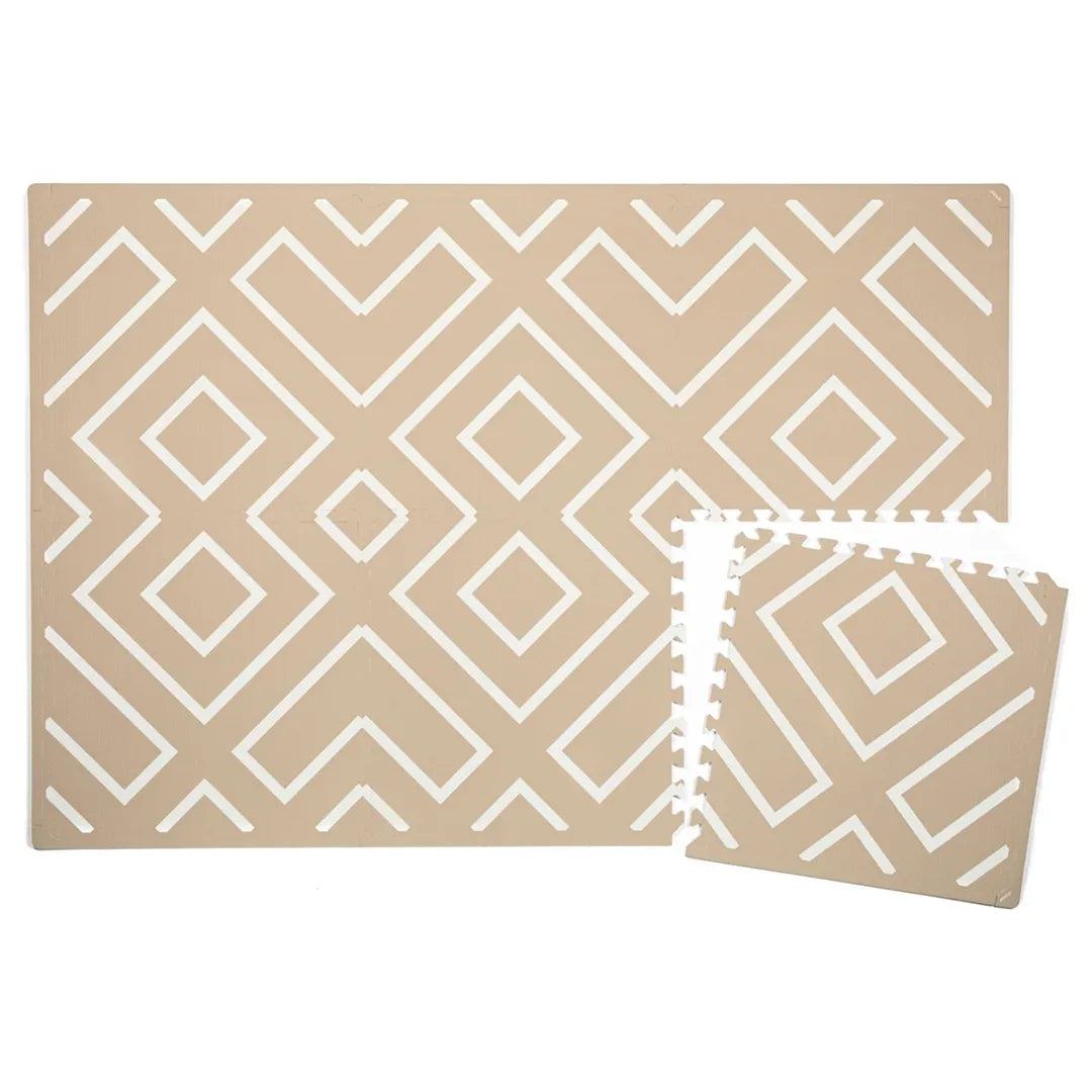 Modern Blocks Play Mat for Kids - Soft & Safe Desert Sand Color - Perfect for Playrooms, Daycares & Home Learning Activities