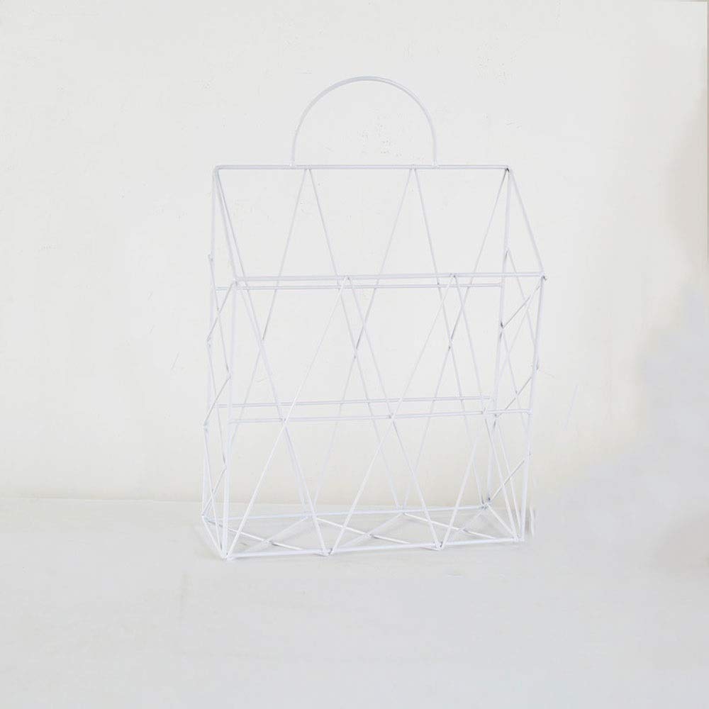 1 Pcs White Metal Wall Mounted Hanging Magazine Holder - Portable Newspaper Storage Basket, Bookshelf & Storage Rack for Bathroom, Living Room, Office & Bedroom Organization