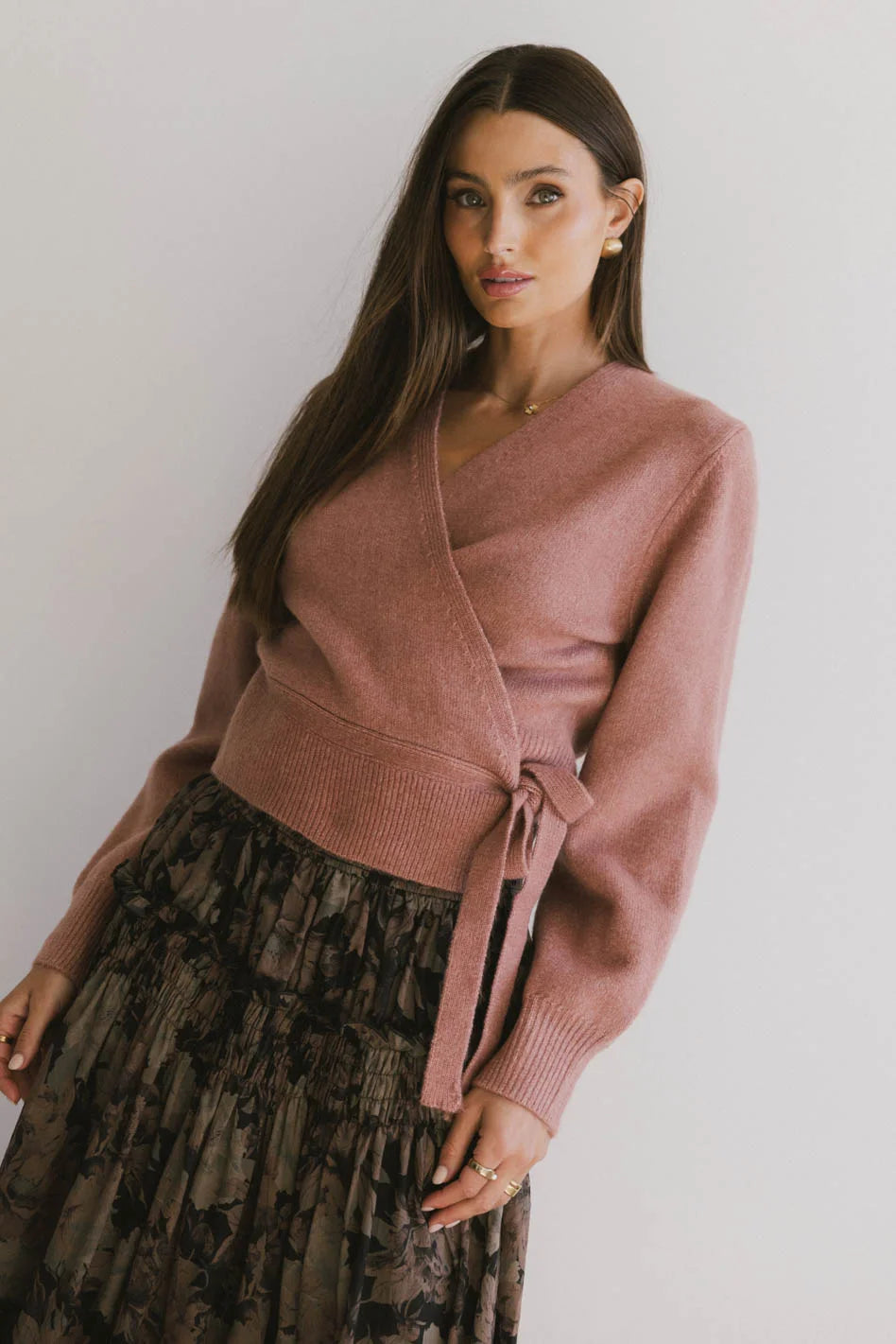 Addie Wrap Cardigan in Rose - Soft Knit Women's Cardigan for Fall & Winter | Cozy Loungewear, Layering Piece, Office Wear & Casual Outfits