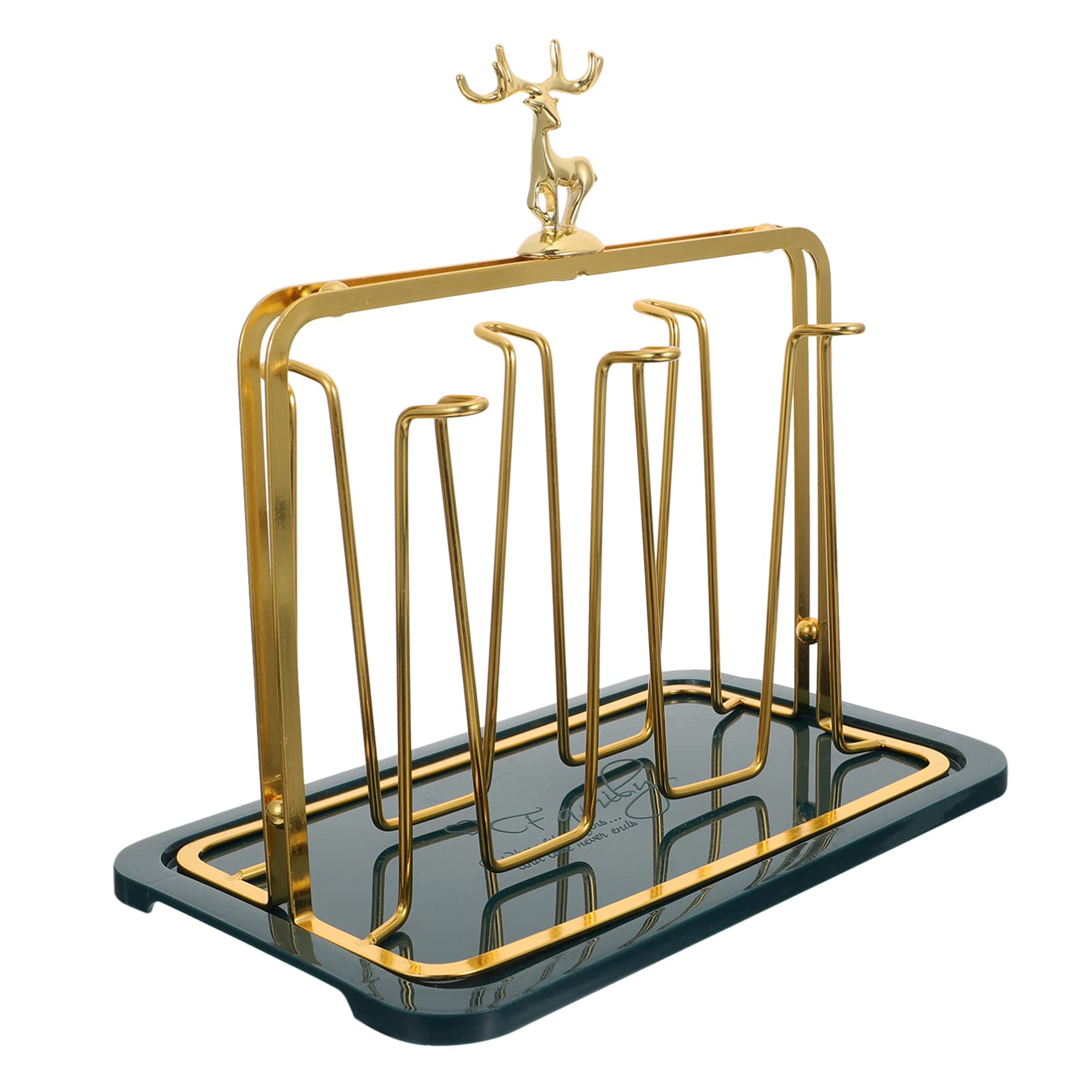 1 Set Desktop Cup Holder Organizer - Kitchen Storage Rack for Glassware, Mugs & Cups - Space Saving Household Cup Stand with 6 Slots - Perfect for Office, Dining Room, Bar Counter and Kitchen Organization