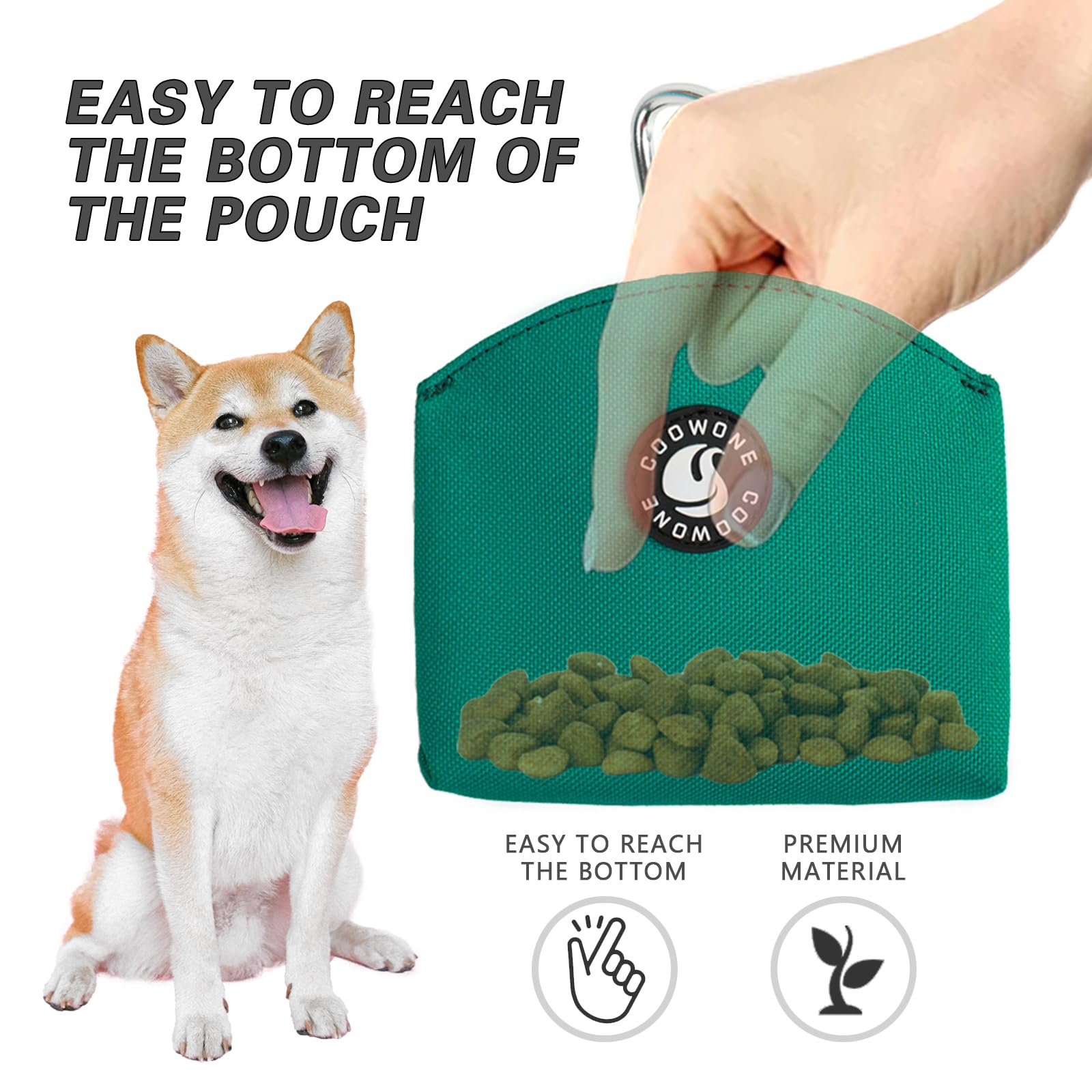 COOWONE Magnetic Dog Treat Pouch - Small Training Treat Bag with Clip, Hands-Free Pocket-Sized for Dog Walking & Obedience Training (Green) - Perfect for Pet Owners, Dog Walkers & Trainers