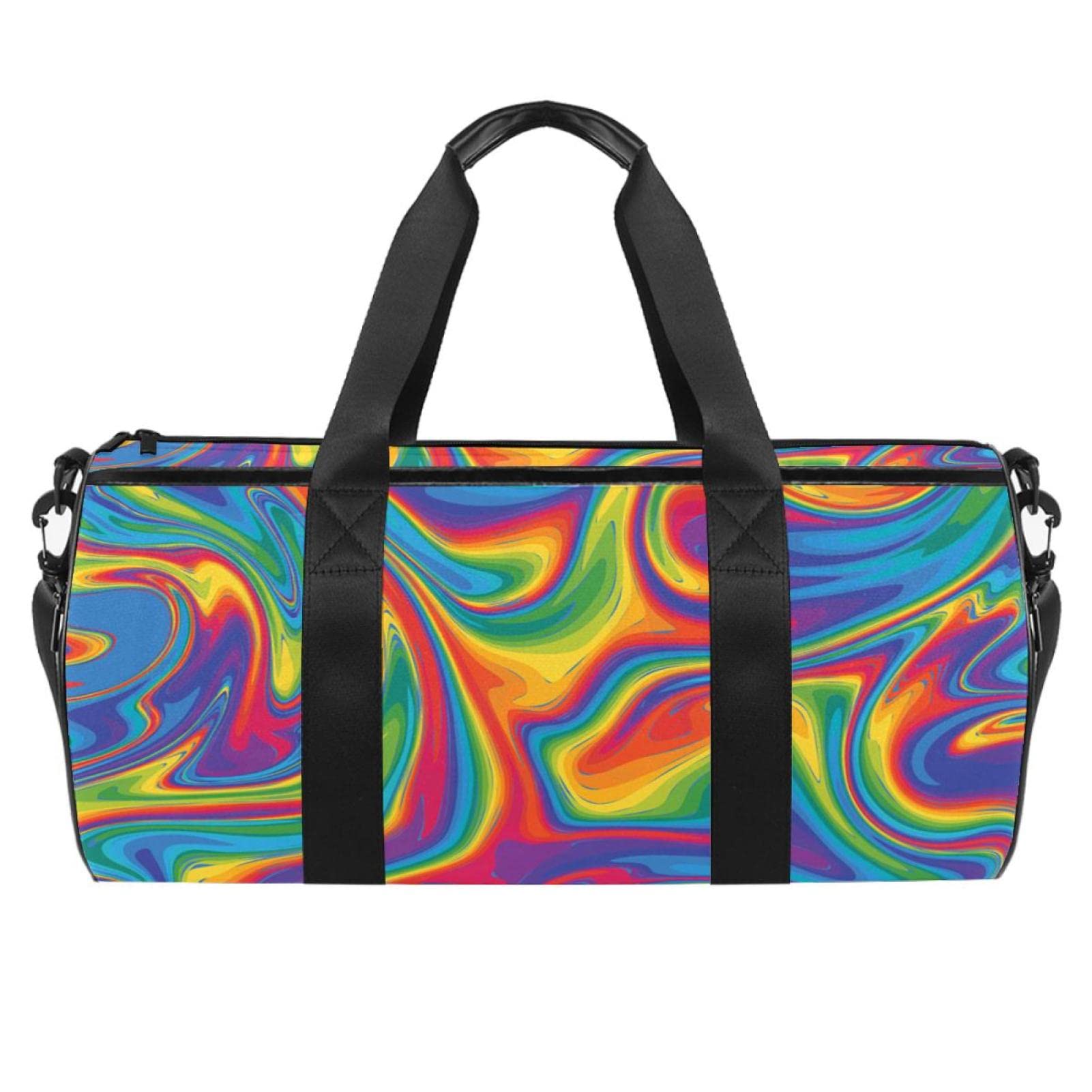 Rainbow Waves Duffle Bag - Waterproof Gym Bag for Men & Women, Large Sports Travel Duffel with Shoulder Strap - Perfect for Gym, Travel, Workout & Weekend Getaways