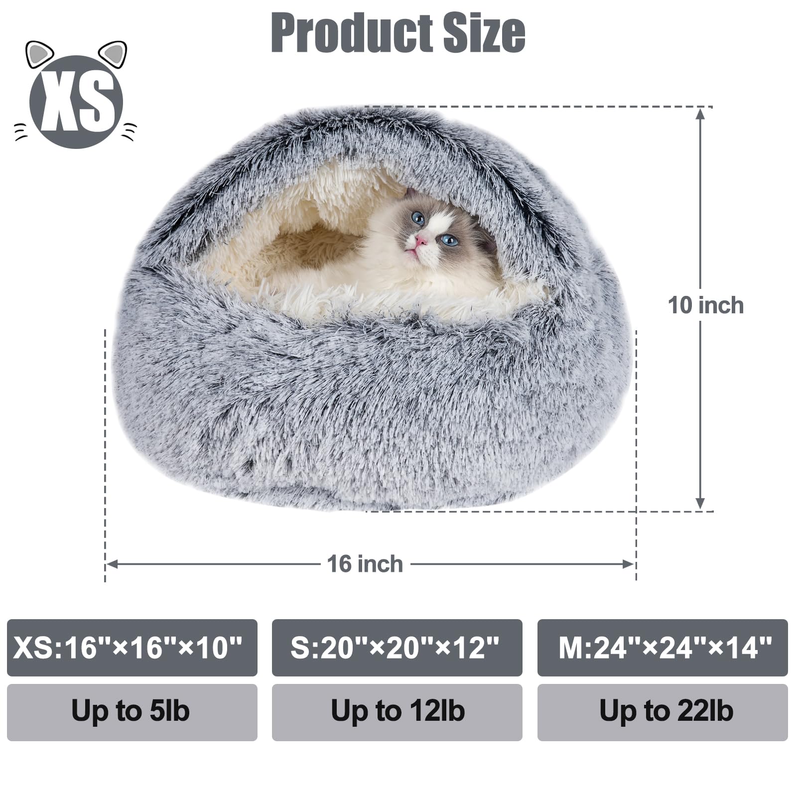 Premium Round Plush Donut Pet Bed for Cats & Small Dogs - Soft Calming Washable Dog & Cat Bed with Non-Slip Bottom - 16 Inch Cozy Bed for Indoor Pets, Perfect for Lounging & Napping in Living Room or Bedroom