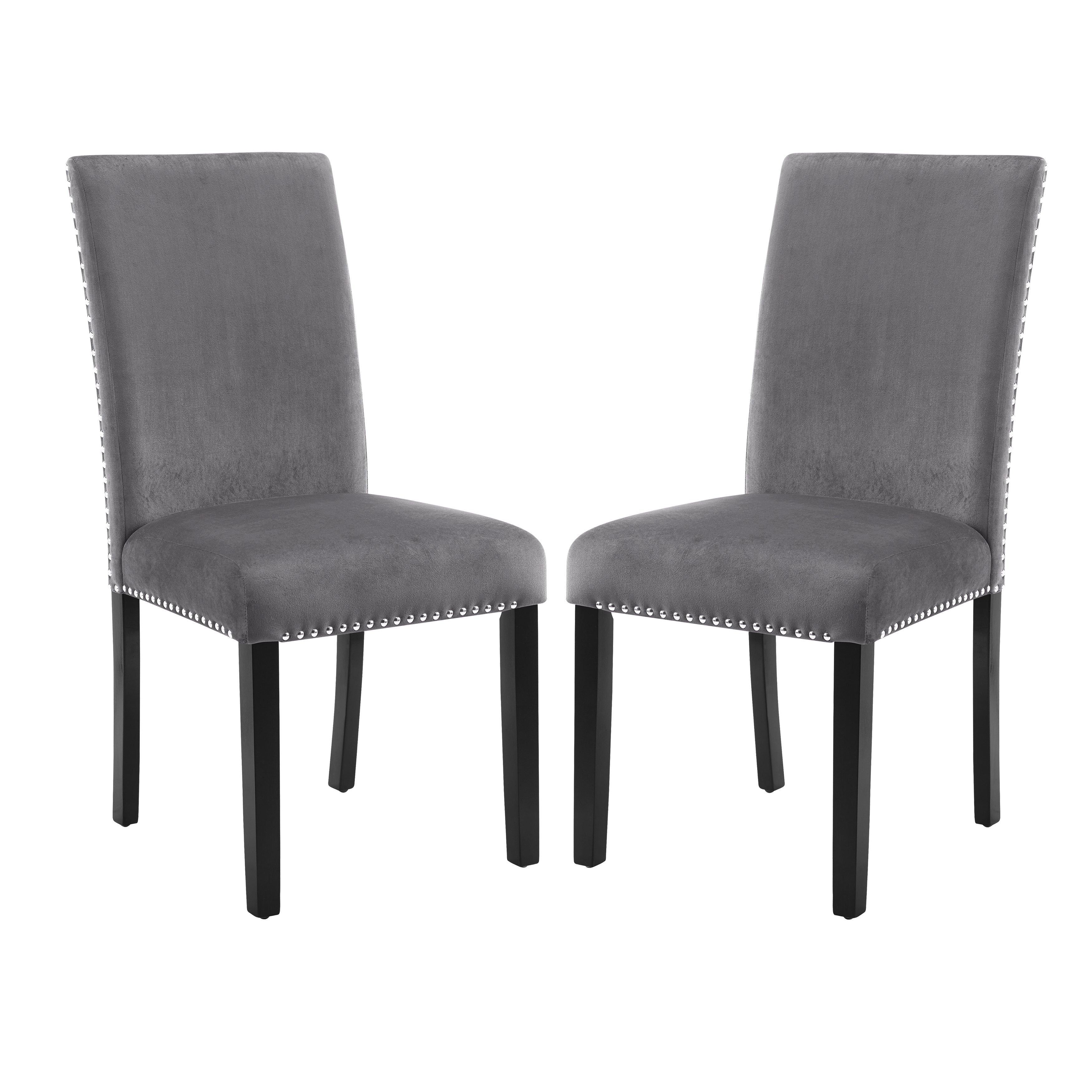 Roundhill Furniture Cobre Contemporary Velvet Dining Chairs with Nailhead Trim, Set of 2 - Modern Upholstered Side Chairs for Dining Room, Kitchen, or Home Office