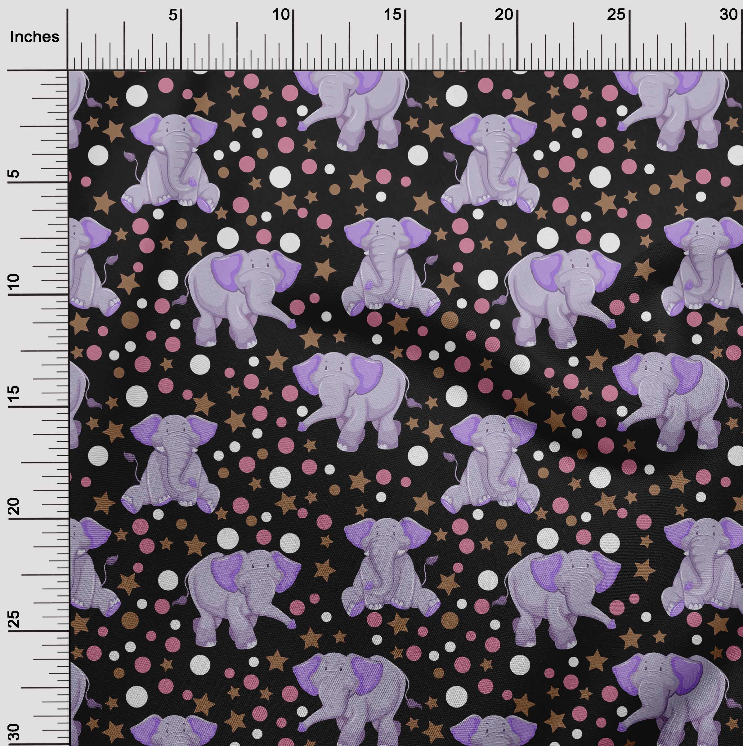 Premium 100% Cotton Poplin Twill Black Circus Print Fabric by The Yard - 56