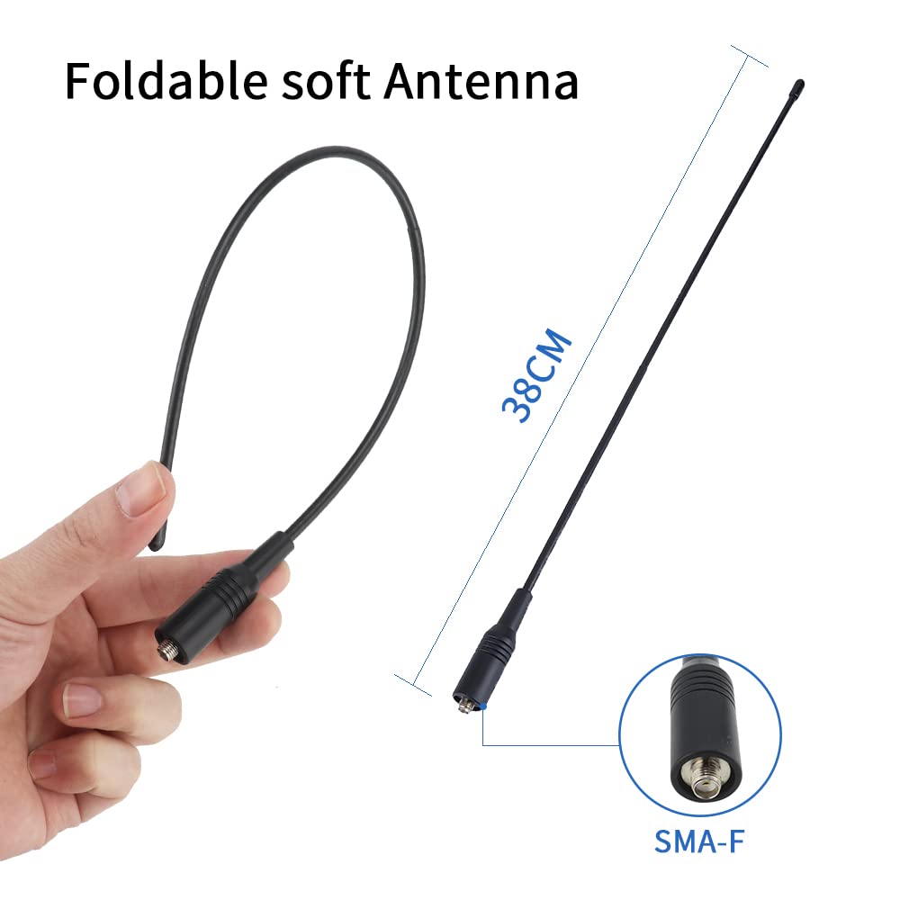 Dual Band VHF UHF 144/430MHz SMA-Female Ham Radio Antenna for Baofeng UV-5R, UV-82, Quansheng UVK5, Kenwood & Retevis Walkie Talkies - 1 Pack - Perfect for Outdoor Adventures, Emergency Communication & Hobbyist Use