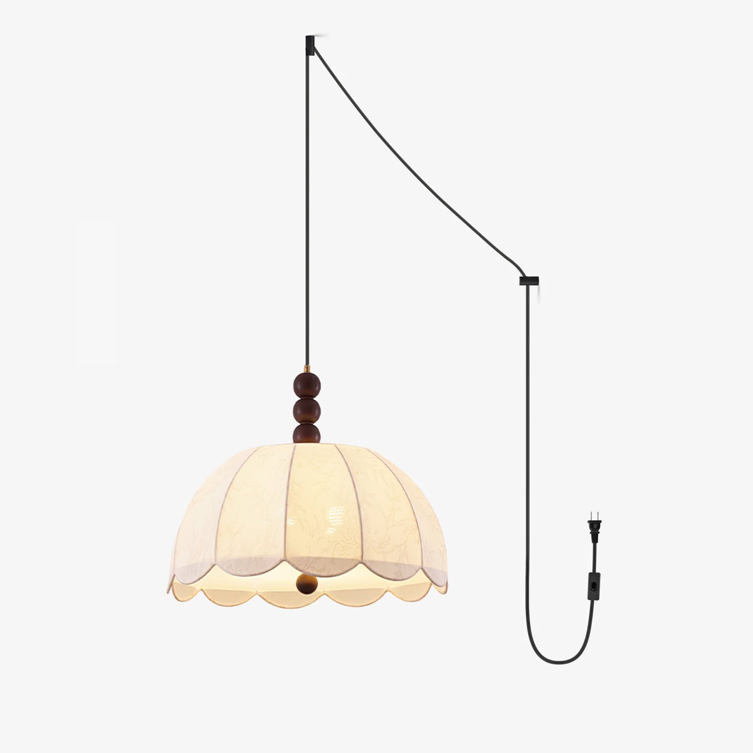 Blossom Fabric Swag Pendant Light - Elegant Floral Hanging Ceiling Lamp for Bedroom, Living Room & Dining Room Decor