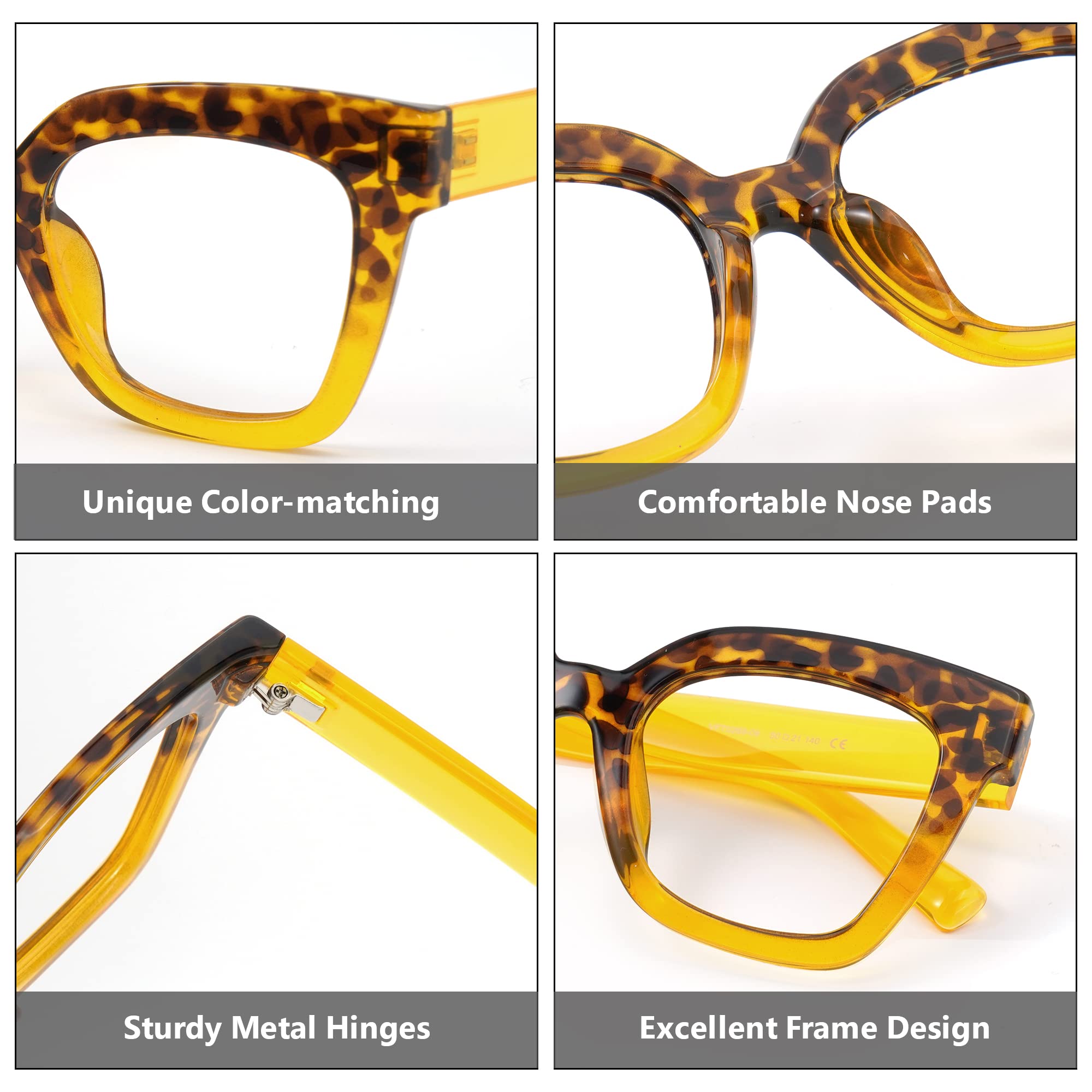 Zeelool Trendy Rectangle Blue Light Blocking Glasses for Women | TR90 Lightweight Eyewear | Malcolm VFT0269 Tortoise Frame with Clear Lens | Perfect for Office Work & Digital Screen Use