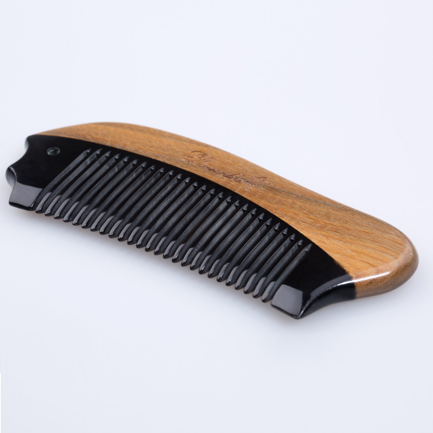 Premium Sandalwood & Buffalo Horn Fine Tooth Comb for Women - Anti-Static Handmade Pocket Hair Comb - Perfect for Travel, Detangling & Styling