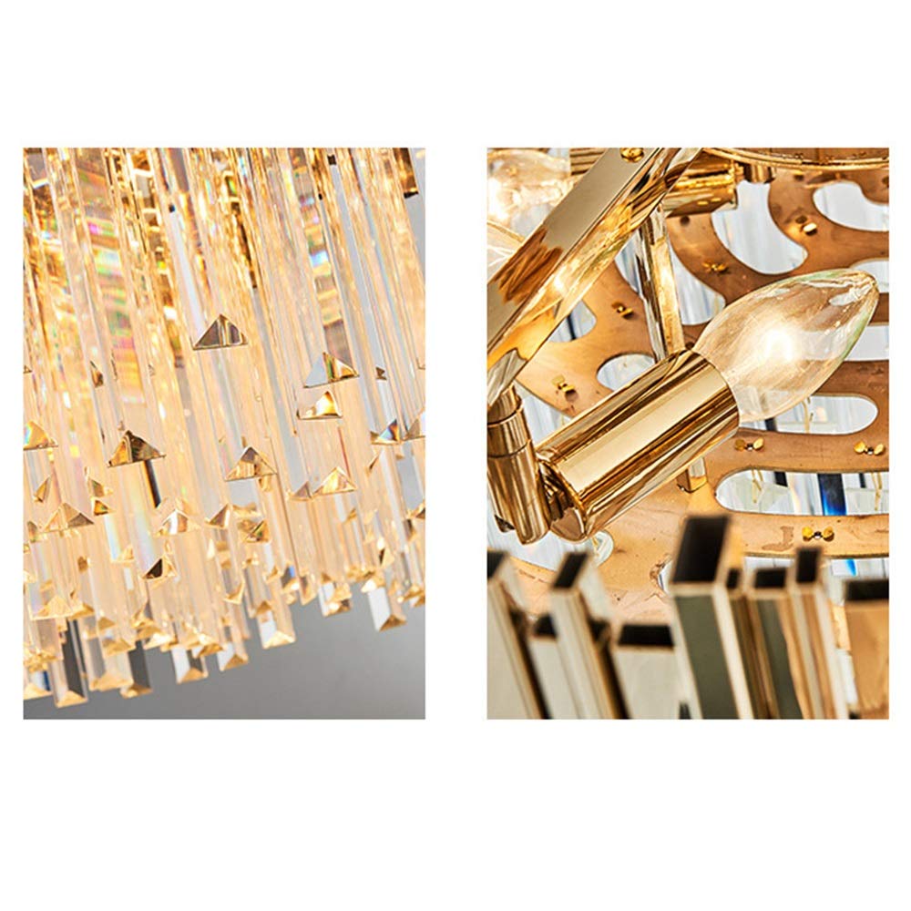 Modern LED Chandelier - Northern European Style Crystal Ceiling Light for Living Room & Restaurant | Single Layer Round Neoclassical Luxury Lighting for Home Decor & Dining Ambience