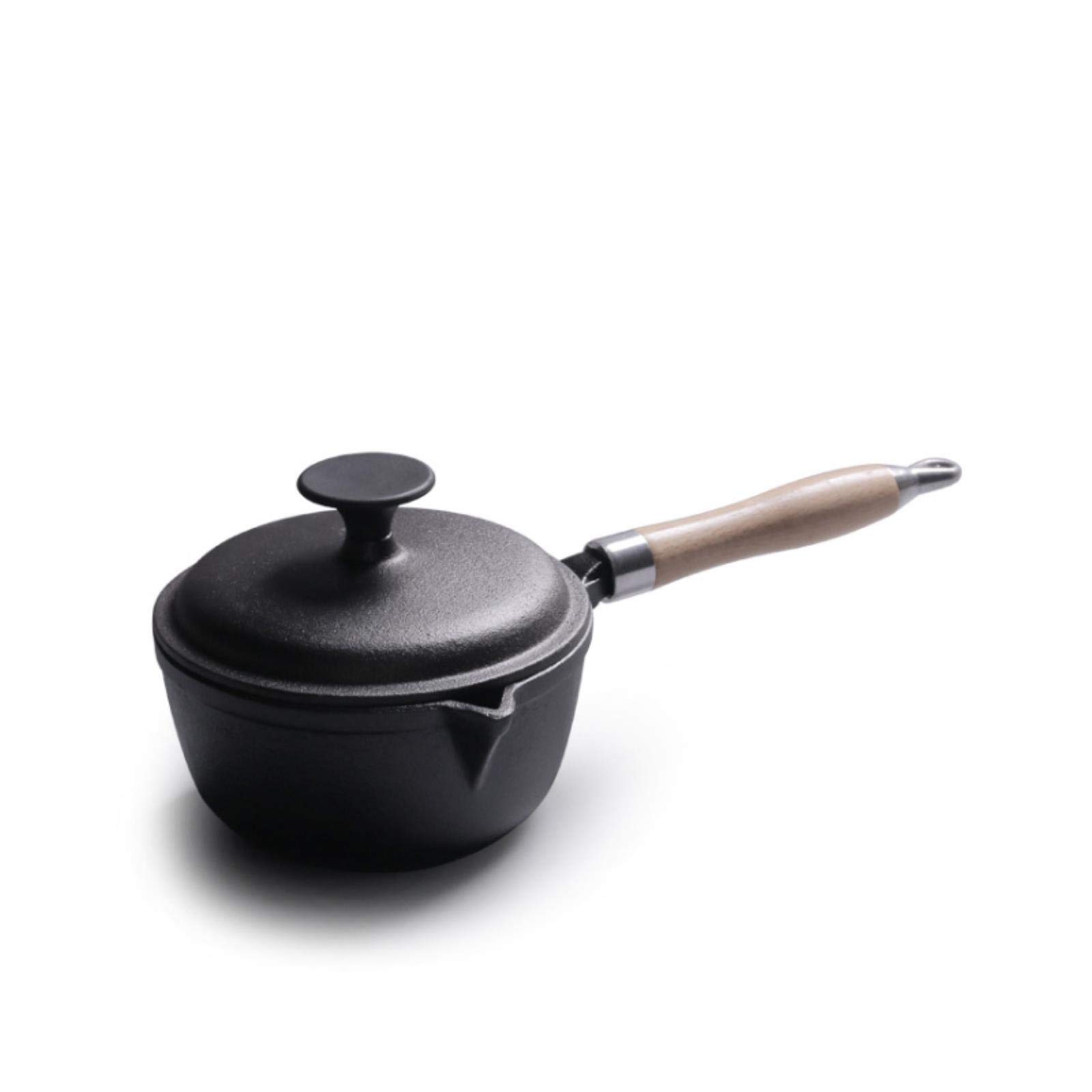 15cm Uncoated Cast Iron Milk Pan with Lid & Handle - Perfect for Cooking Soup, Noodles, Food Supplements & More | Durable 158cm Iron Pot for Home & Kitchen Use