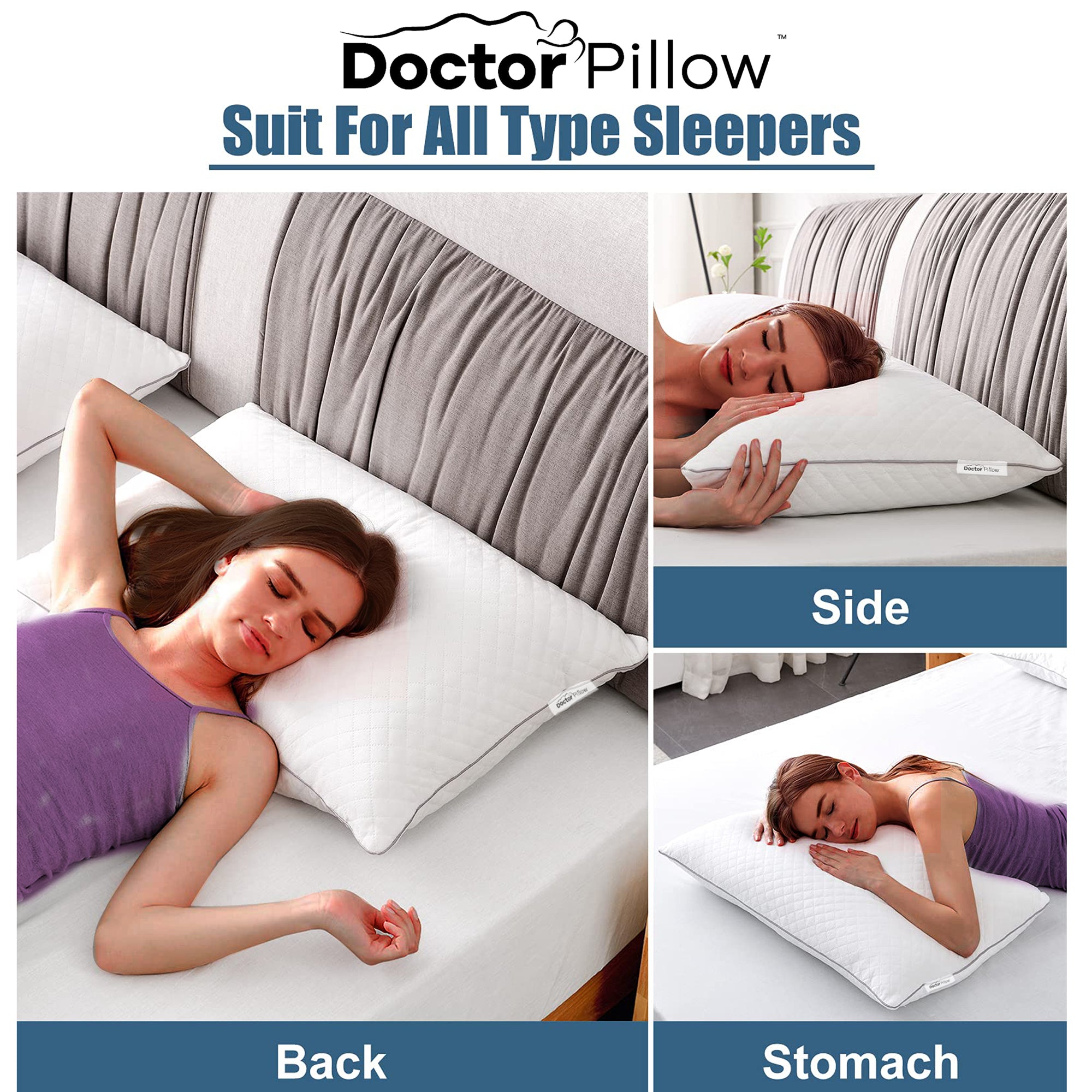 HOMAX Super Soft Adjustable Bed Pillows (2 Pack) - Full Size Pillow for Side, Back & Stomach Sleepers | Breathable & Hypoallergenic | Perfect for Home, Office & Travel Use