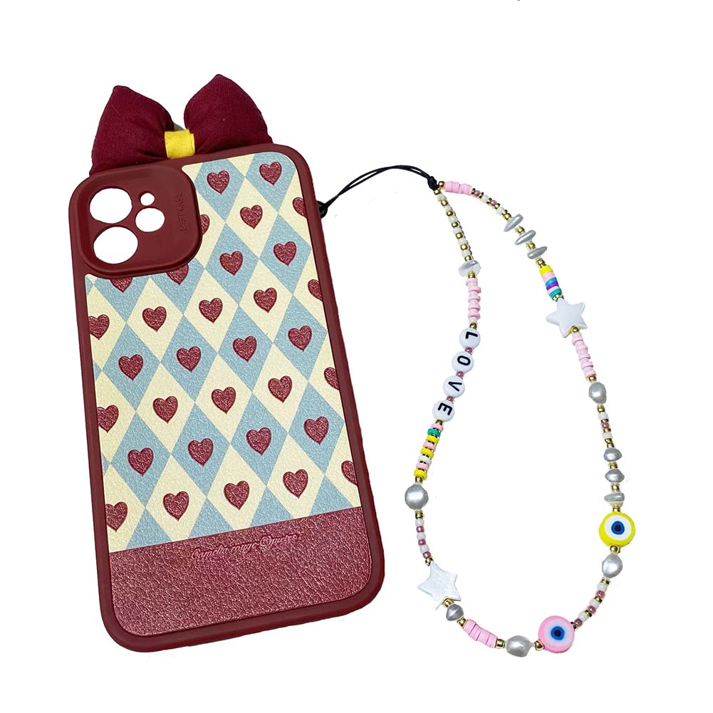 Kawaii Beaded Phone Charm with Pearls & Butterfly - Anti-Lost Acrylic Beaded Phone Lanyard, Boho Wrist Strap for iPhone Samsung - Perfect for Girls Teens, School, Work & Travel Accessories