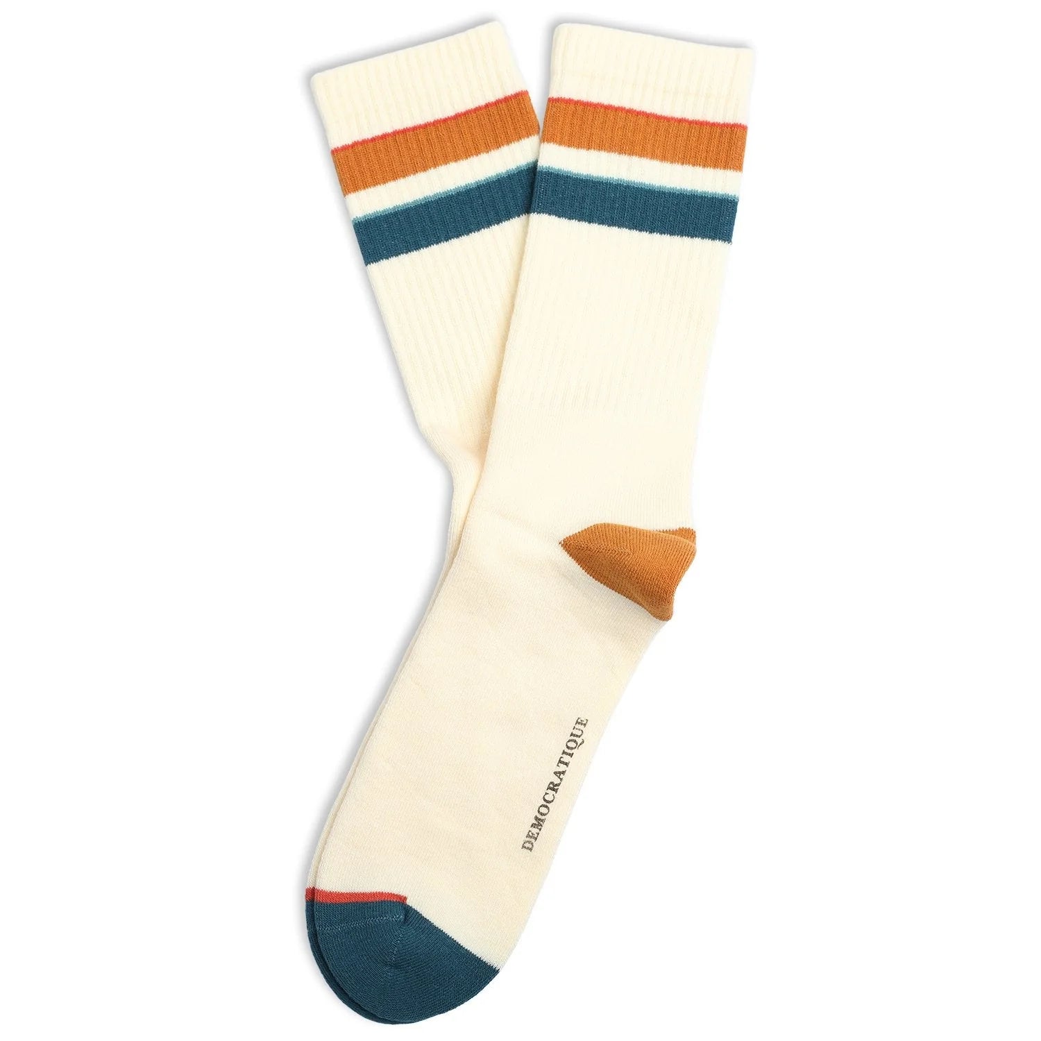 Classic Striped Athletic Socks for Men & Women - Breathable Cotton Crew Socks in Off White, Honey, Light Red, Navy & Gray - Perfect for Running, Gym, Yoga & Casual Wear