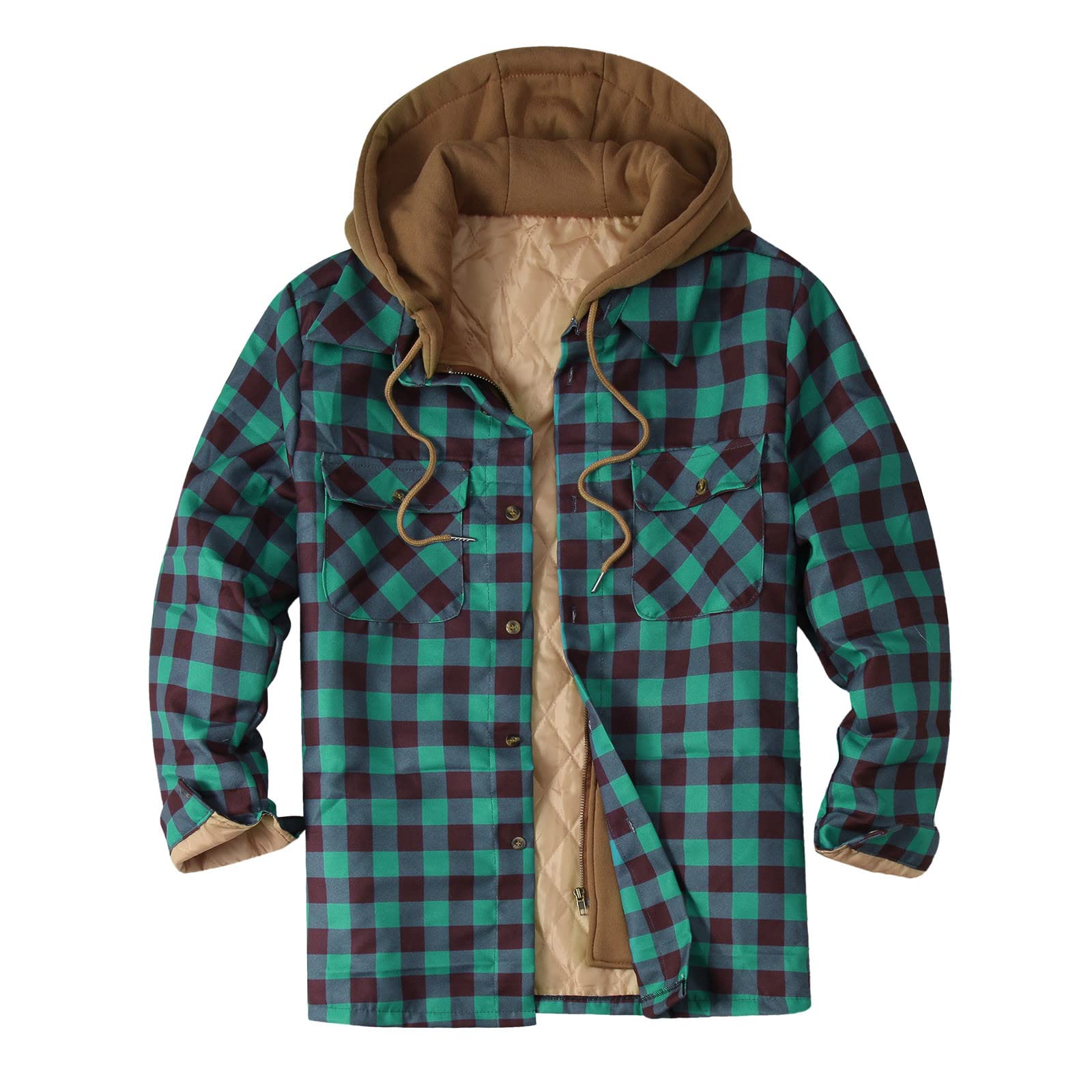 Men's Plaid Lapel Hooded Padded Shirt Jacket - Winter Casual Loose Fit Coat with Pocket | Outdoor Activities & Daily Wear