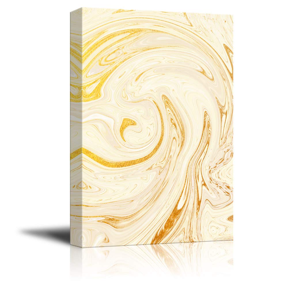 Wall26 - Abstract Golden Texture Canvas Wall Art - 16x24 Inch Giclee Print Gallery Wrap Modern Home Decor - Ready to Hang Painting for Living Room, Bedroom & Office