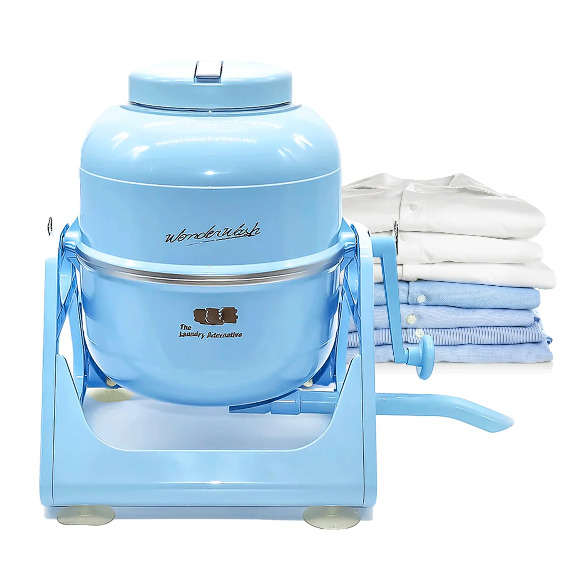 **WonderWash Portable Manual Washing Machine - Compact Non-Electric Hand Washer for Apartments, Tiny Homes & RVs - Retro Design Countertop Laundry Solution for Camping, Travel & Small Spaces - Blue**