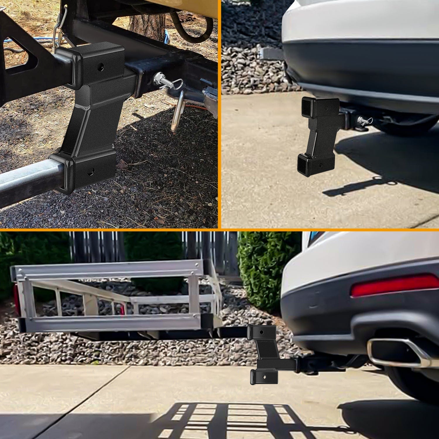 2 Inch Trailer Dual Hitch Receiver with 2 & 6 Inch Rise or Drop - Heavy Duty Towing Accessory for Trucks, SUVs & Trailers - Perfect for Hauling, Camping & Off-Road Adventures