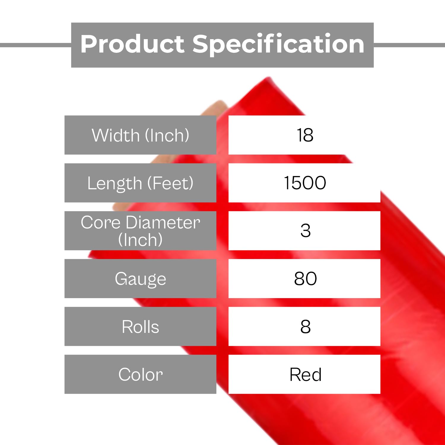 Red Stretch Wrap for Moving - 8 Pack of 18