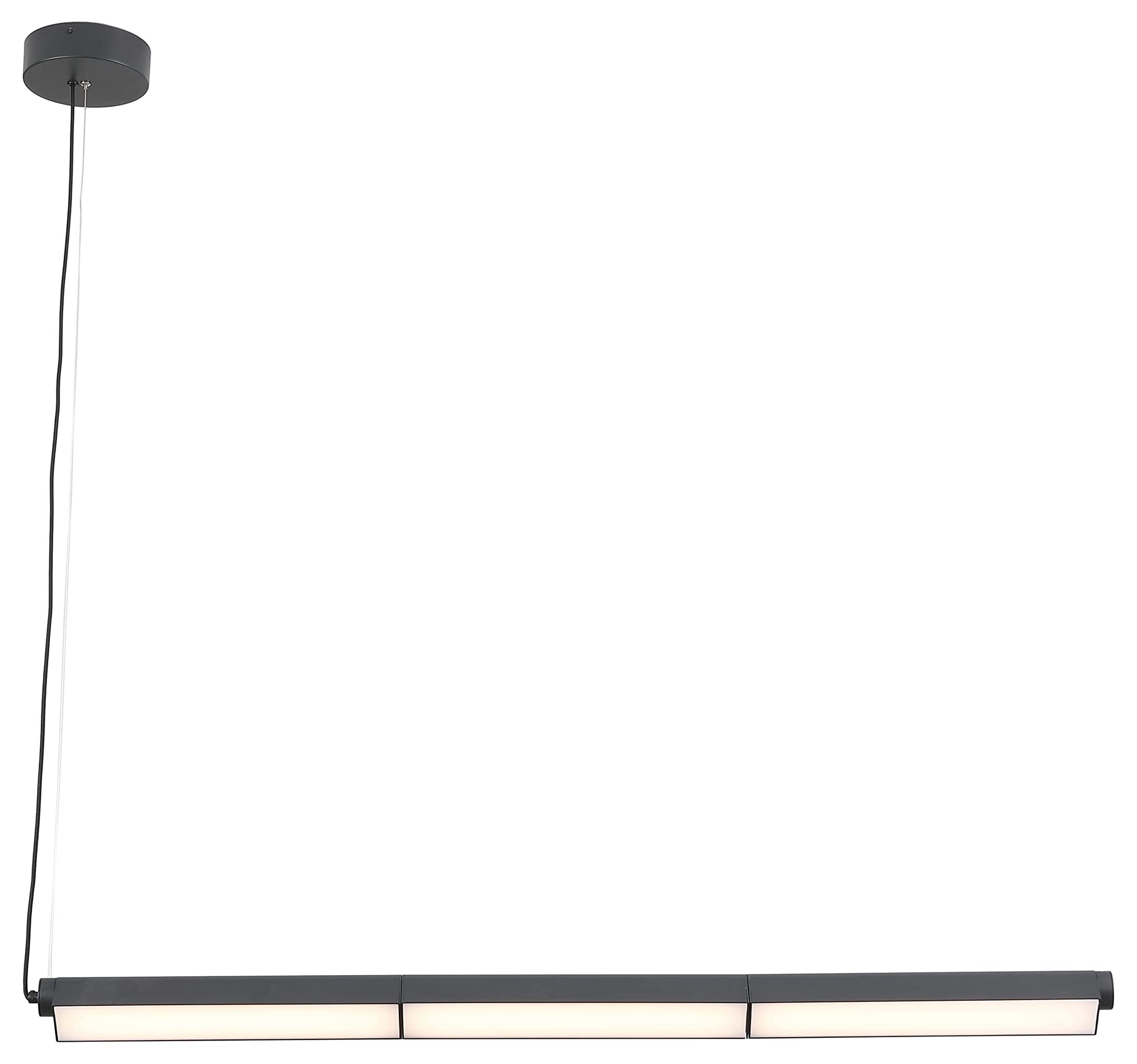 Modern LED Linear Hanging Pendant Ceiling Light - 3000K Warm White, 1578 Lumens, Black Finish - Perfect for Kitchen Island, Dining Room, and Office Lighting