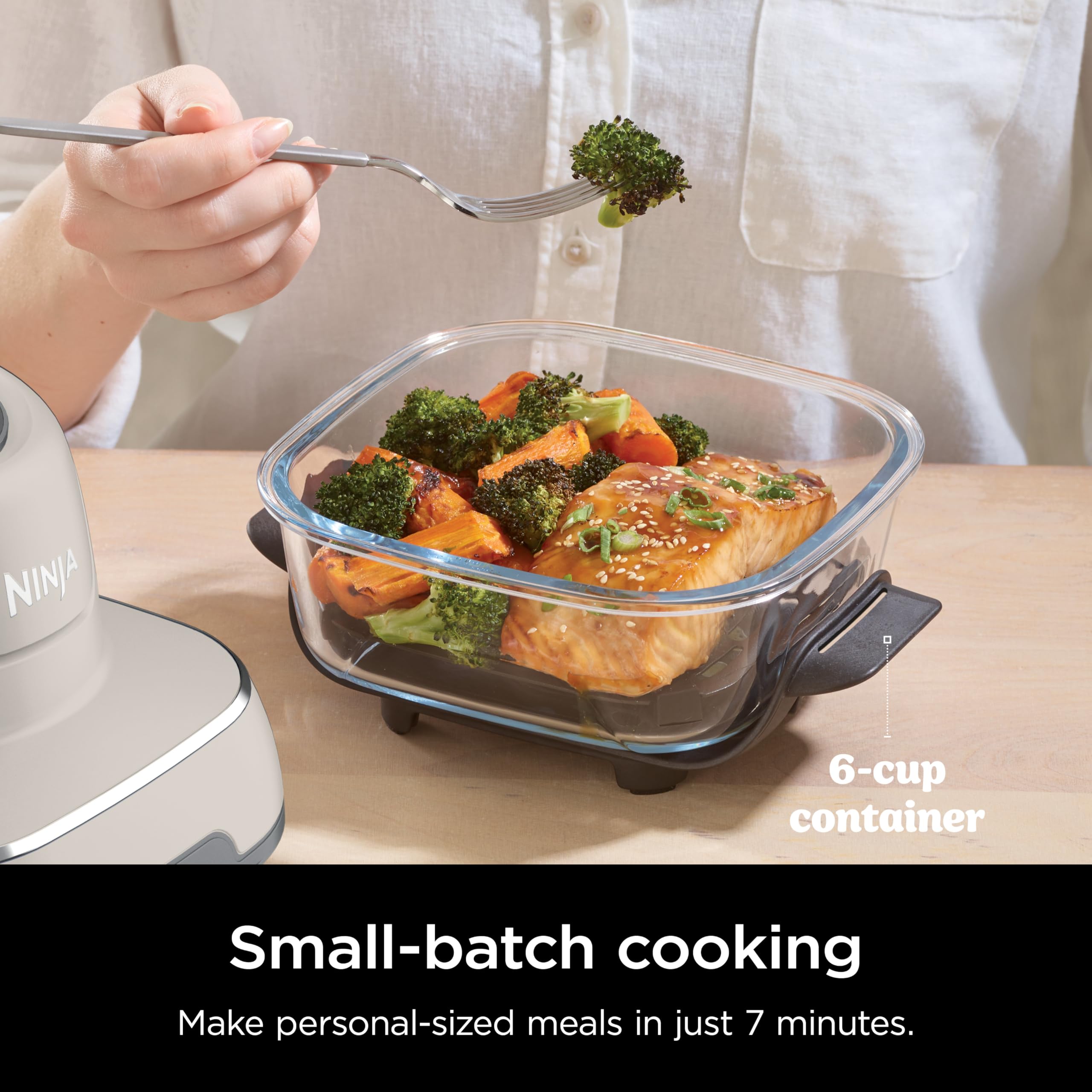 Ninja Crispi Air Fryer - 4QT & 6 Cup Glass Containers with Lids | Microwave, Freezer & Dishwasher Safe | Non-Toxic Portable Cooking System for Air Frying, Baking & Meal Prep | Perfect for Small Kitchens, Dorms & RV Cooking