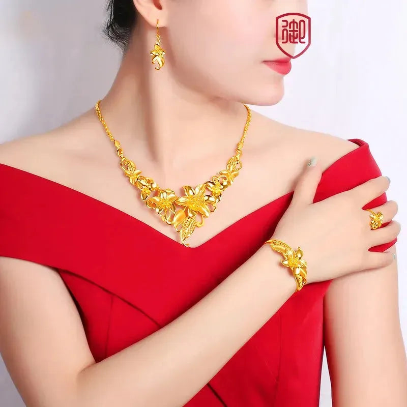 24K Pure Gold Necklace Real AU 999 Solid Gold Chain - Elegant Classic Jewelry for Women, Trendy Party & Wedding Accessory, Luxury Gift for Her 2023
