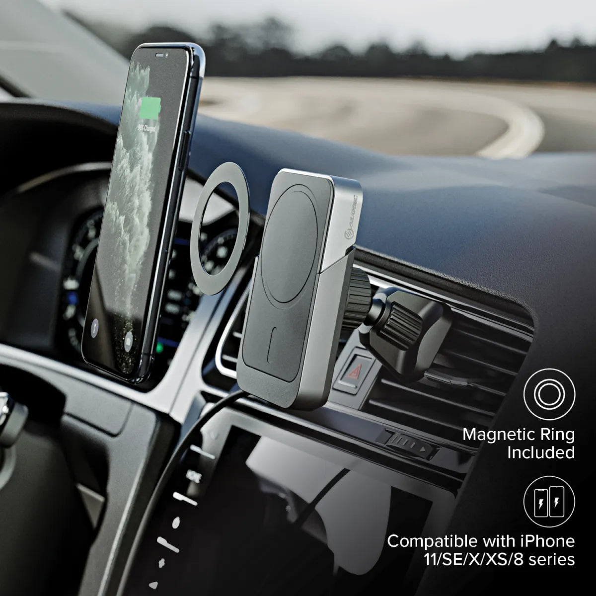 Matrix Universal Magnetic Car Charger with Air Vent Mount - Fast Wireless Charging for iPhone & Android - Perfect for Road Trips & Commuting