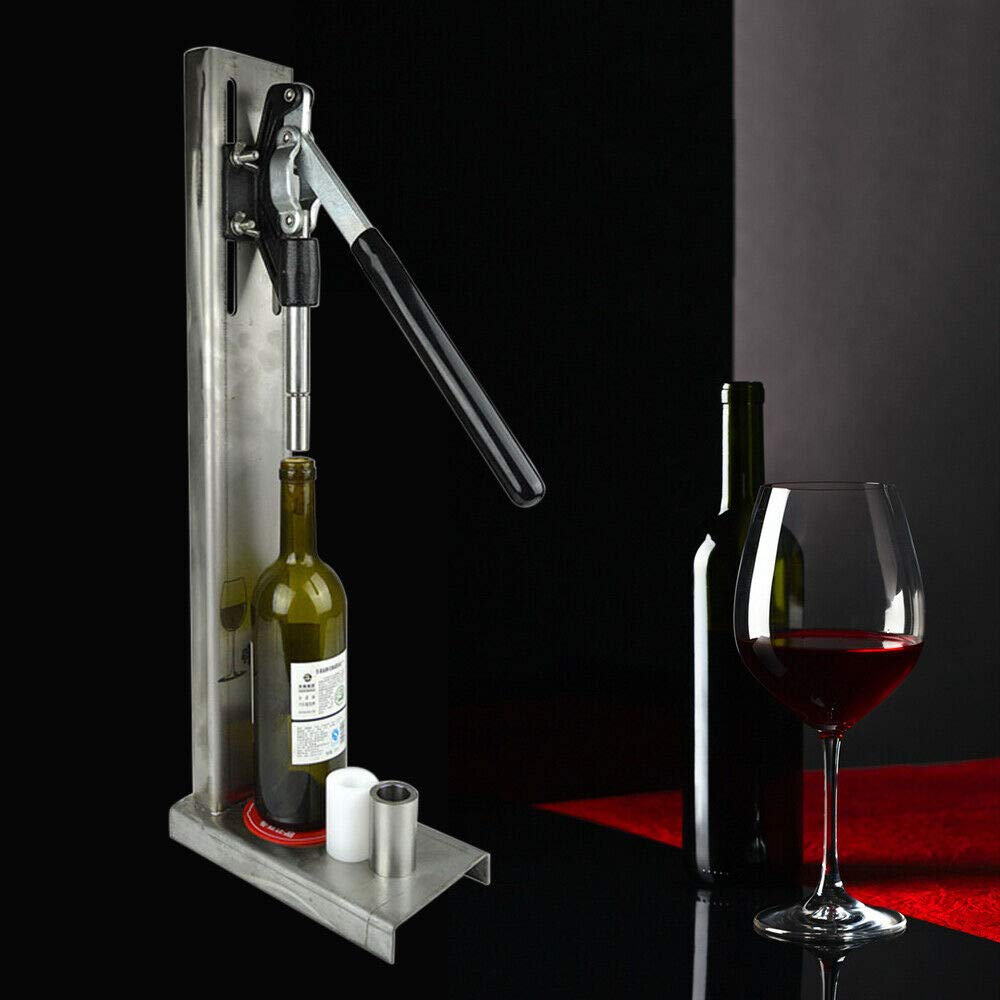 Premium Manual Wine Bottle Corker - Stainless Steel Cork Press Machine with 2 POM Heads for Home Brewing & Winemaking | US Stock | Perfect for DIY Wine Bottling, Home Brew Kits & Small Batch Production