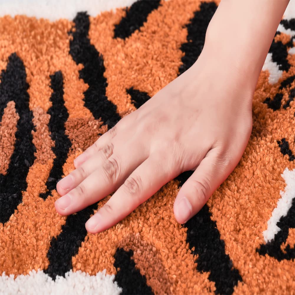 Non-Slip Tiger Bath Mat - 22x34 Inch Orange Shower Rug for Bathroom & Playroom