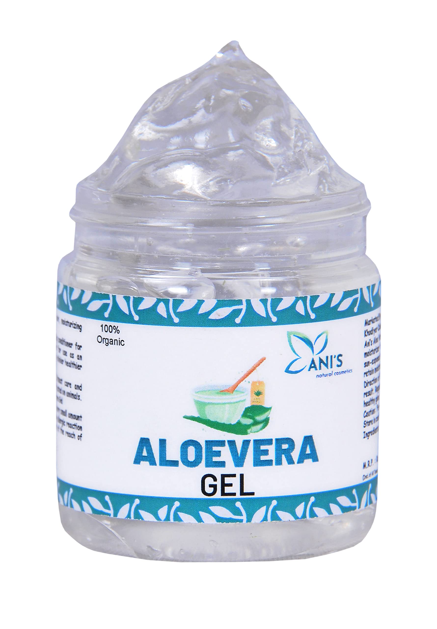 ANI'S Pure Aloe Vera Gel for Face & Hair - Hydrating, Moisturizing, Soothing Skin Care Treatment for All Skin Types - 100g Multipurpose Gel for Sunburn Relief, After Shave, Hair Mask & Daily Skincare
