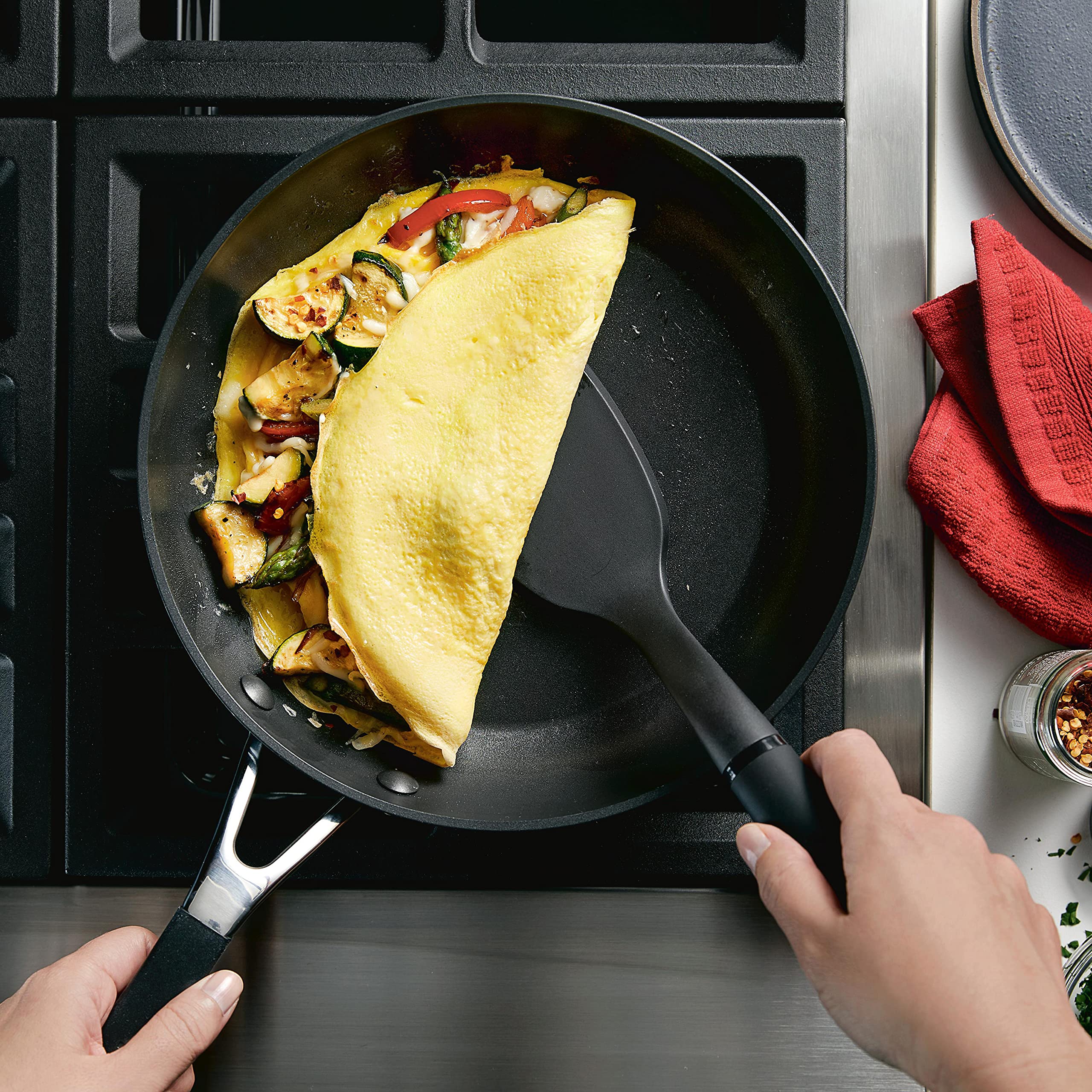 KitchenAid Hard Anodized Nonstick Frying Pan Set - 8.25 & 10 Inch Skillets, Onyx Black - Perfect for Sautéing, Frying & Cooking Eggs, Pancakes & More