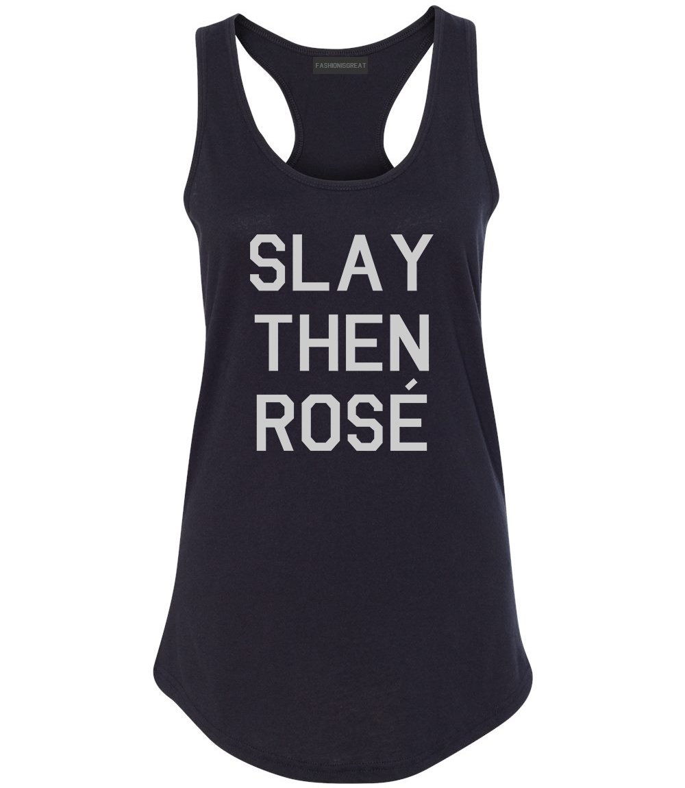 Slay Then Rose Women's Racerback Tank Top - Breathable Workout Shirt for Yoga, Gym & Running - Trendy Athletic Summer Tops