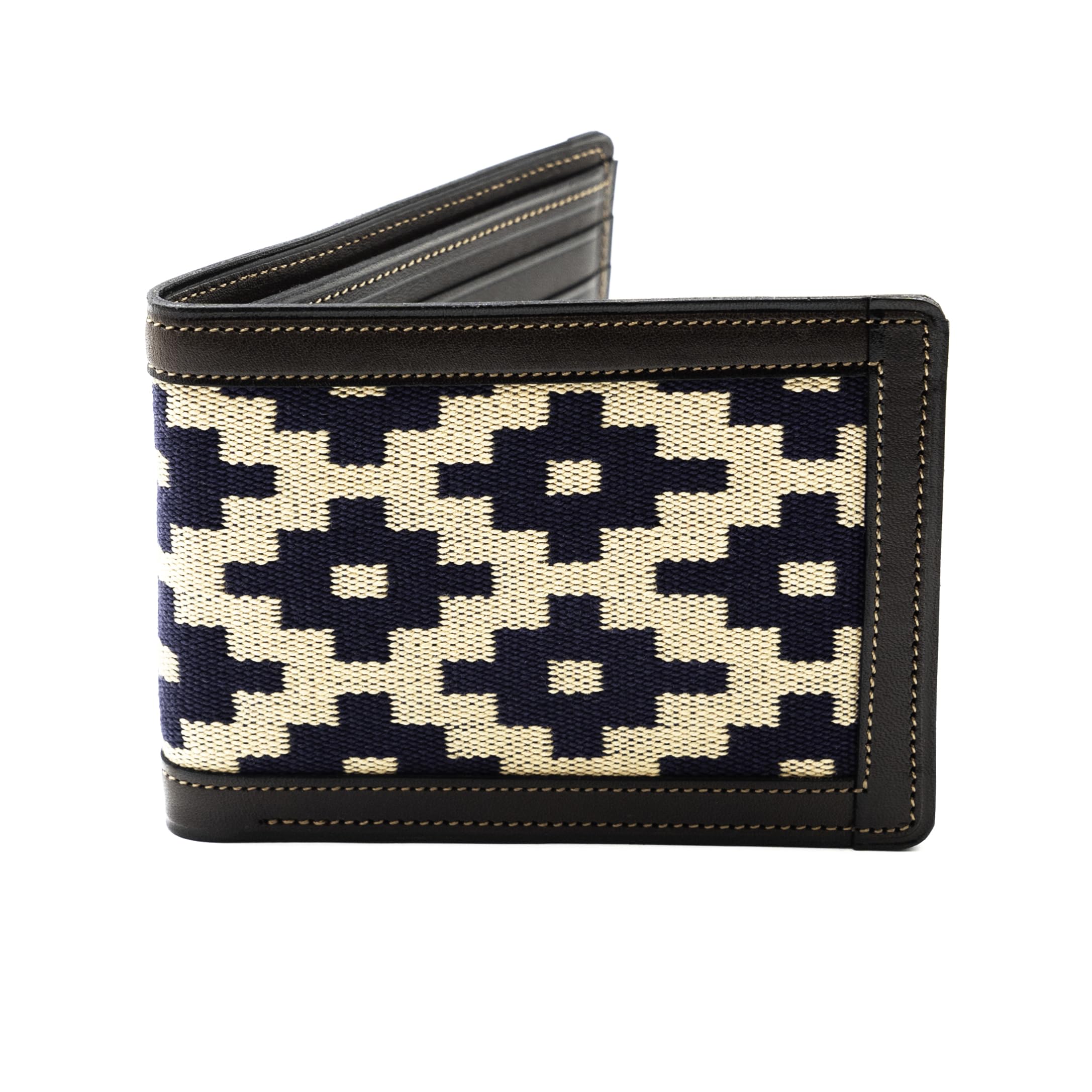 Handmade Full Grain Leather Bi-Fold Wallet for Men - Guarda Pampas Cross/Chocolate Design - Slim RFID Blocking Wallet for Everyday Carry & Travel Essentials