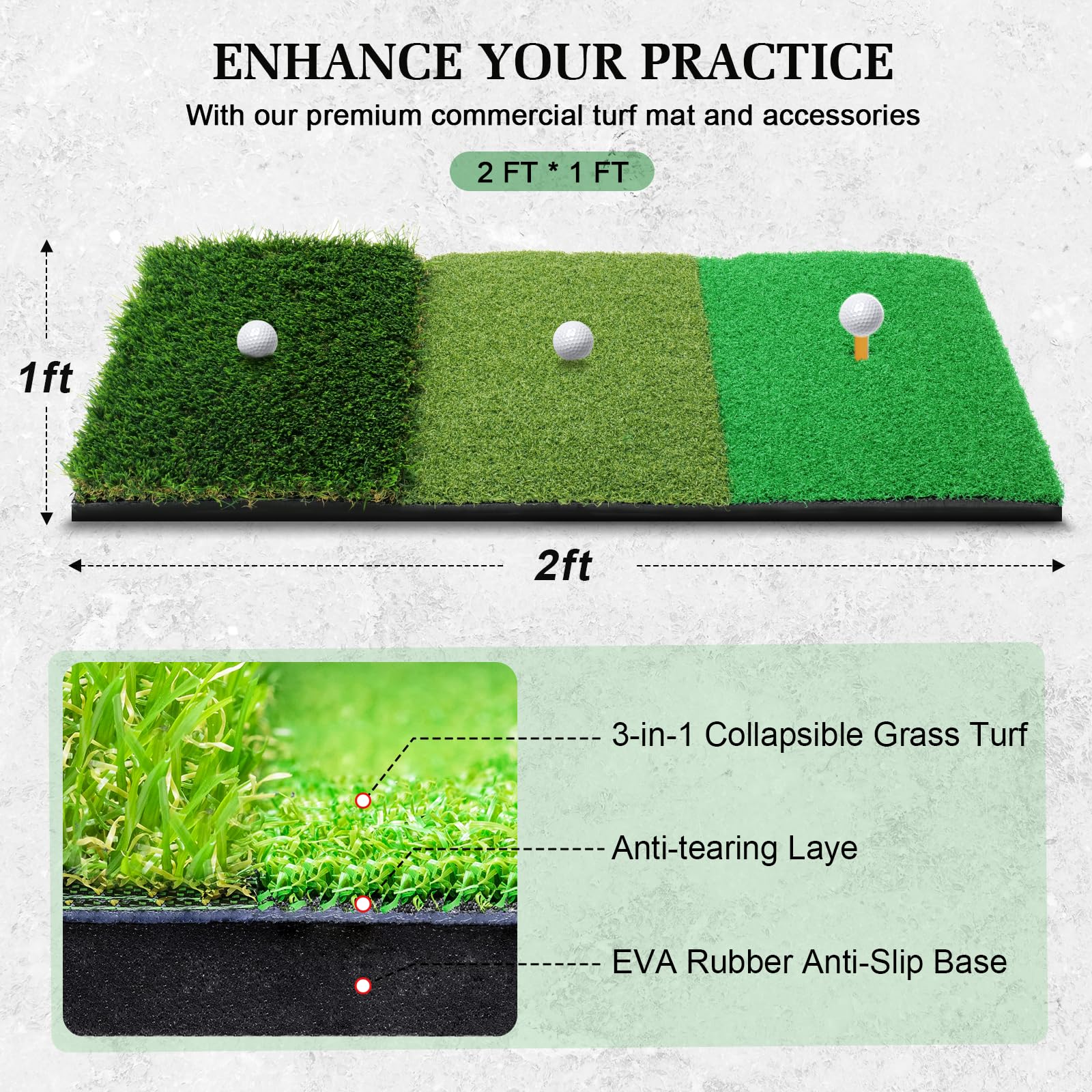 **10x7ft Golf Practice Net with Noise Reduction - Indoor/Outdoor Golf Training Aid for Backyard Driving, Chipping & Swing Practice - Includes Tri-Turf Golf Mat for Real Ball Training**    *(Perfect for Home, Backyard, Driving Range & Golf Course Practice - Enhance Skills Anywhere!)*