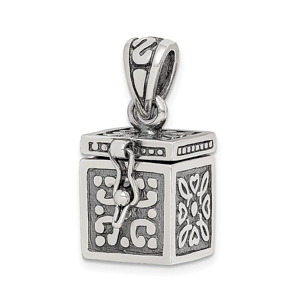 925 Sterling Silver Square Prayer Box Pendant Necklace - Religious Bible Charm Jewelry for Women - Perfect Gift for Her - Ideal for Church, Weddings & Special Occasions